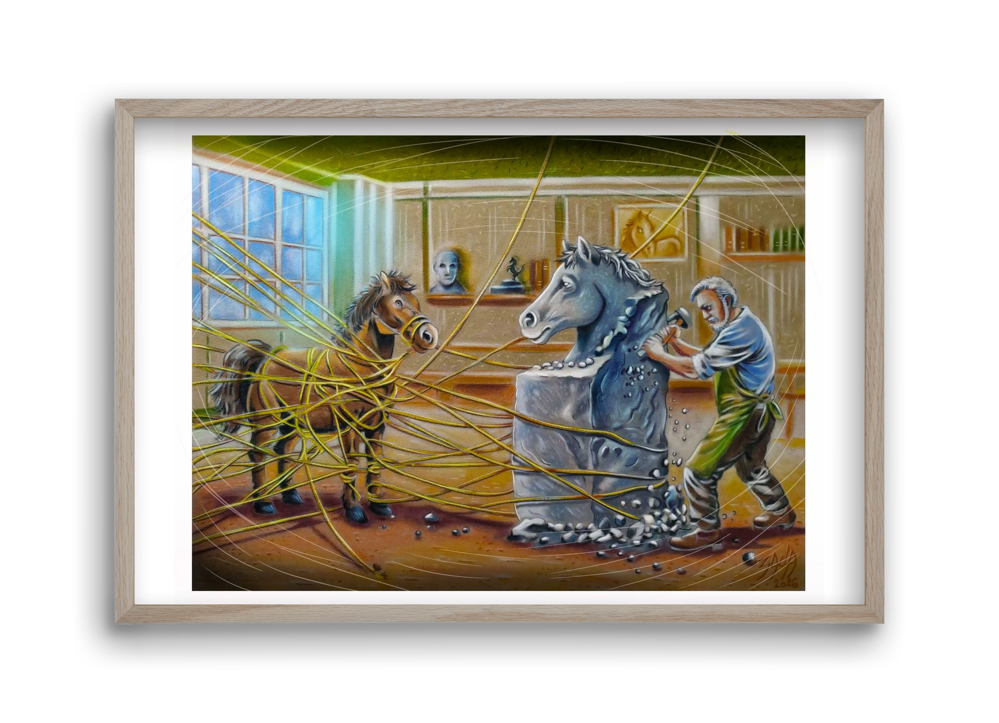 horse, 45x30 cm (45x30 cm), Tölgy keret