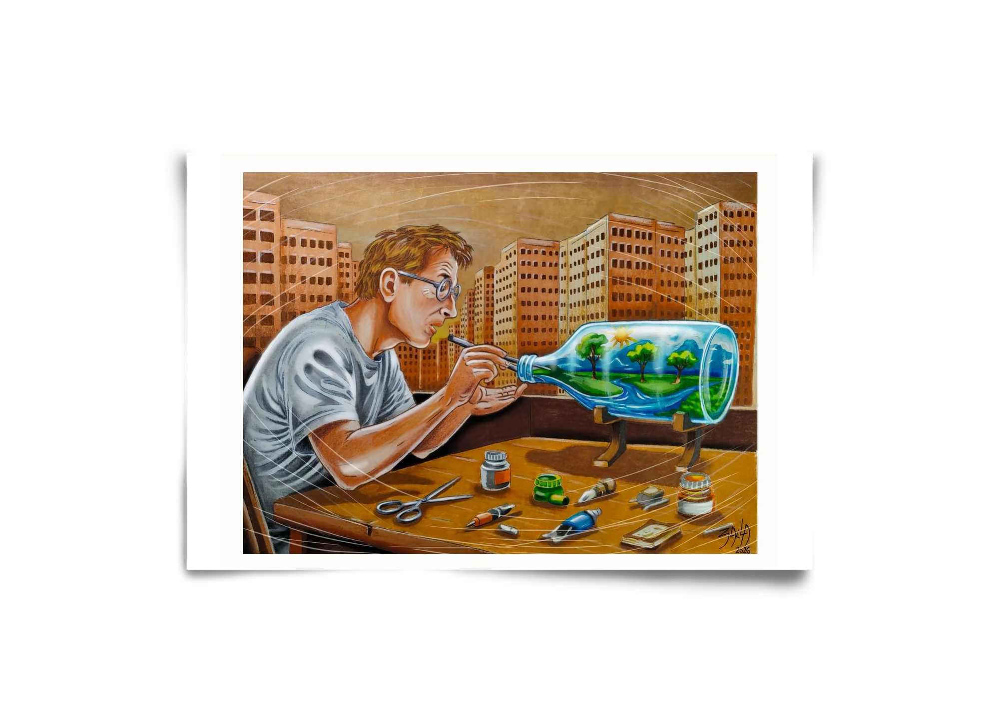 palackba zárva, 30x20 cm, Keret nélkül