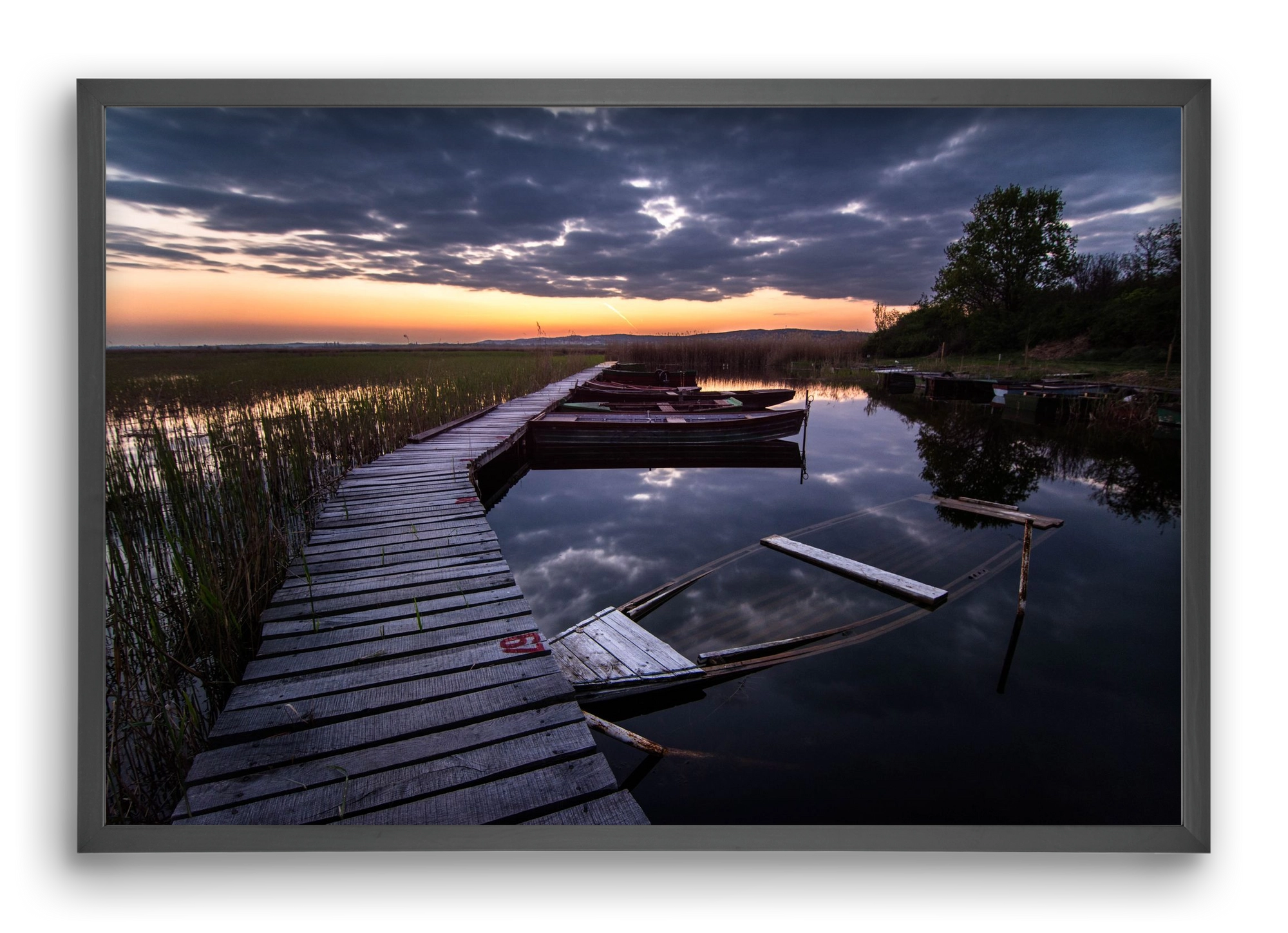 Kikötő , 60x40 cm (60x40 cm), Fekete keret