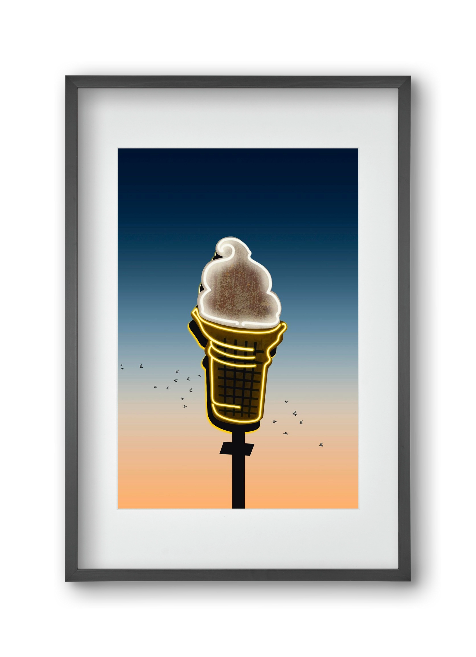 American neon, 30x45 cm (20x30 cm), Fekete keret, paszpartuval