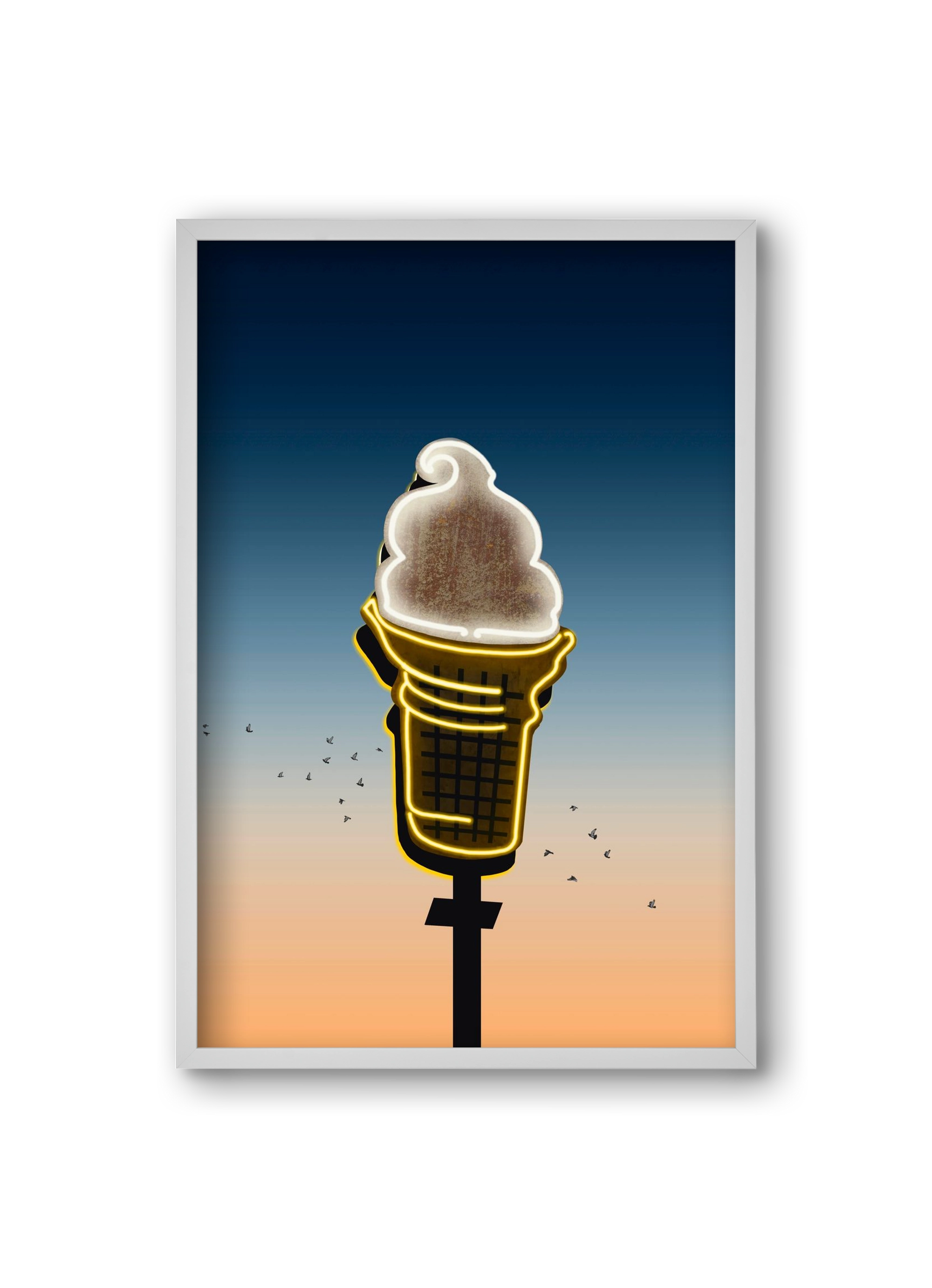 American neon, 20x30 cm (20x30 cm), Fehér keret