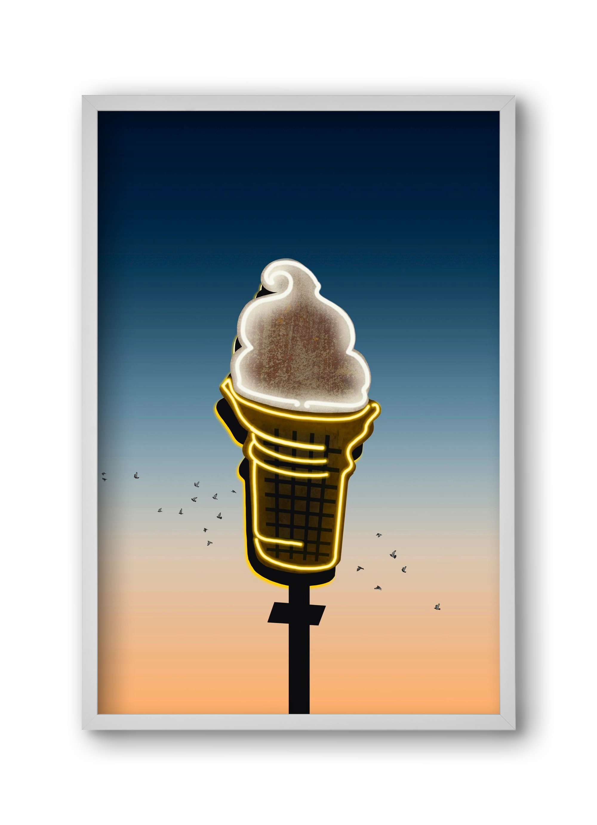 American neon, 30x45 cm (30x45 cm), Fehér keret