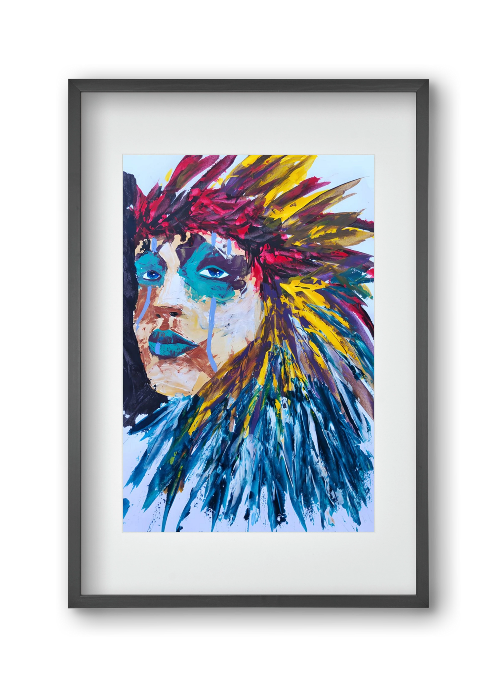 Indian Girl, 30x45 cm (20x30 cm), Fekete keret, paszpartuval