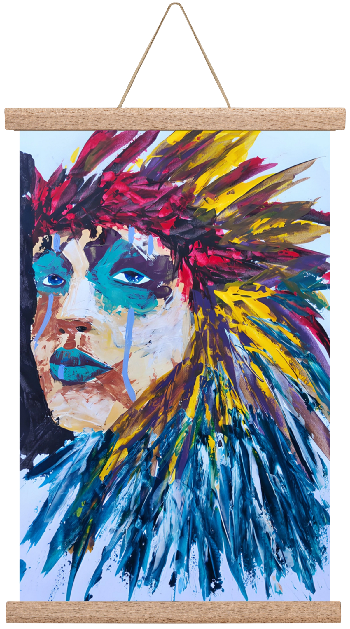 Indian Girl, 30x45 cm (30x45 cm), Tölgy akasztó