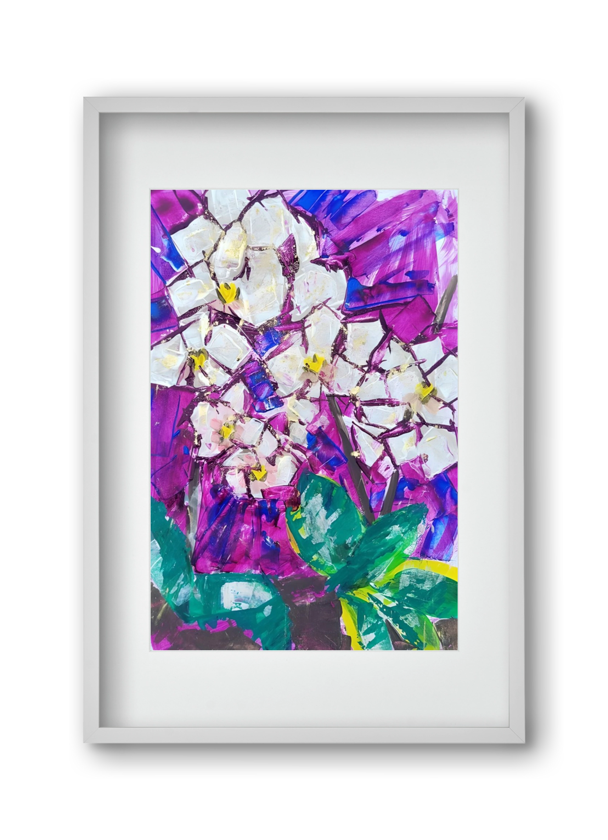 Orchidea, 30x45 cm (20x30 cm), Fehér keret, paszpartuval