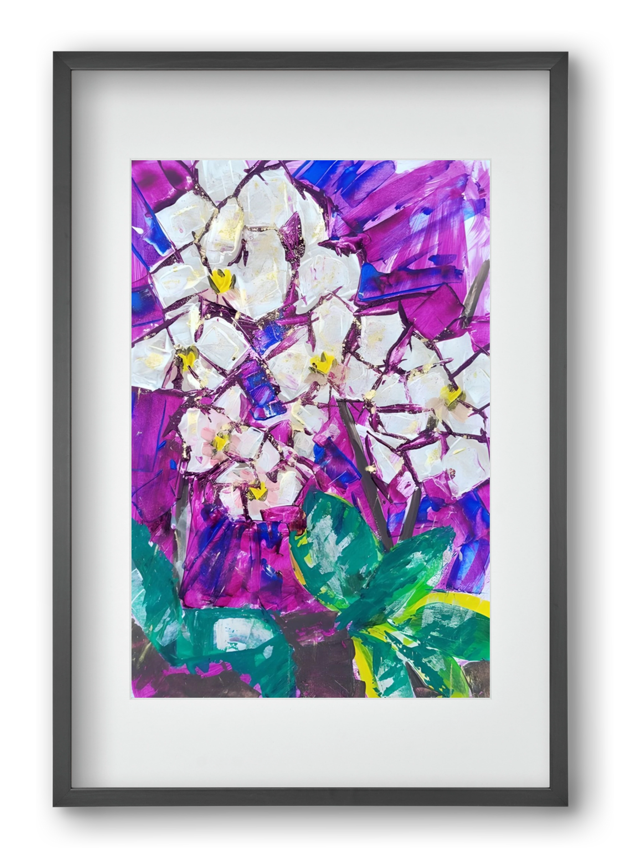 Orchidea, 40x60 cm (30x45 cm), Fekete keret, paszpartuval