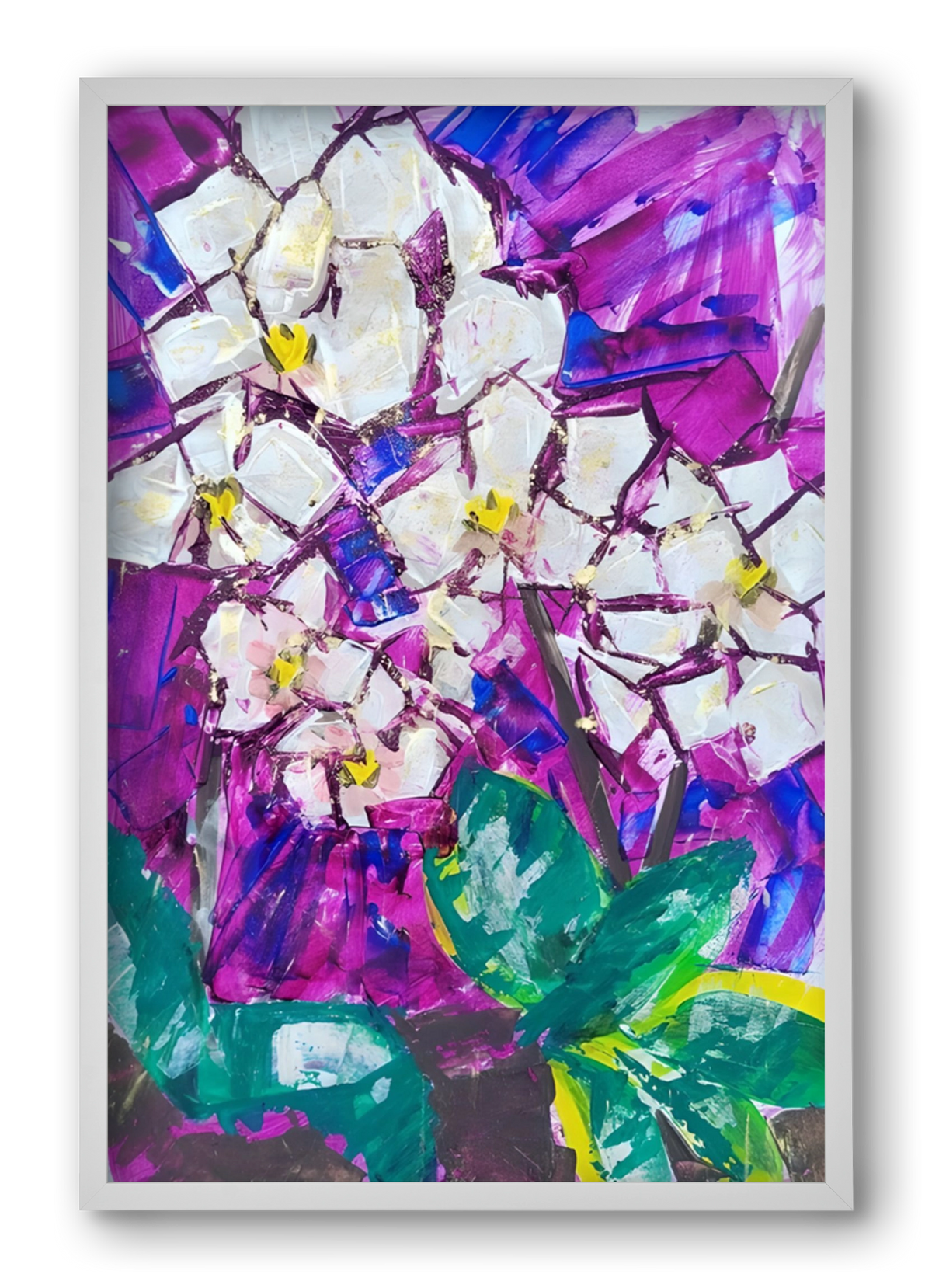 Orchidea, 40x60 cm (40x60 cm), Fehér keret