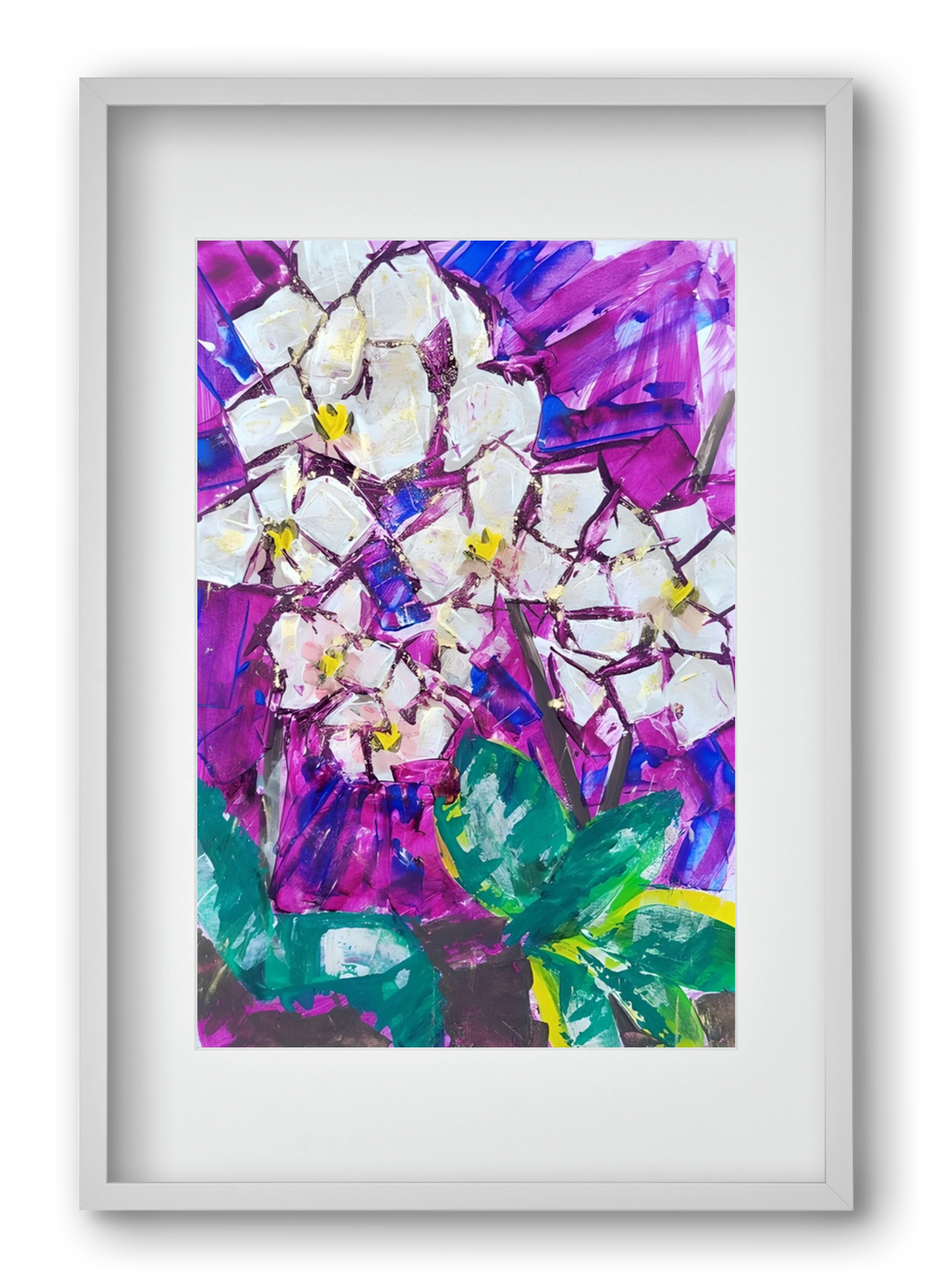 Orchidea, 40x60 cm (30x45 cm), Fehér keret, paszpartuval