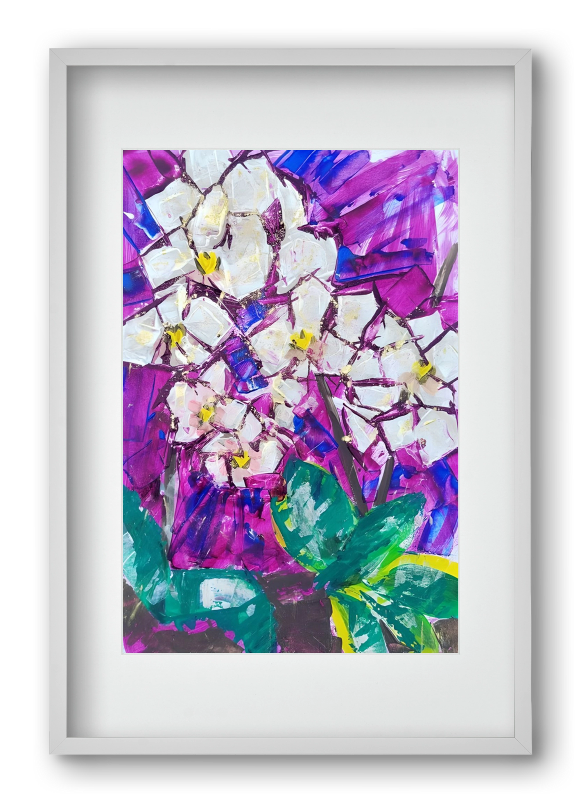 Orchidea, 40x60 cm (30x45 cm), Fehér keret, paszpartuval