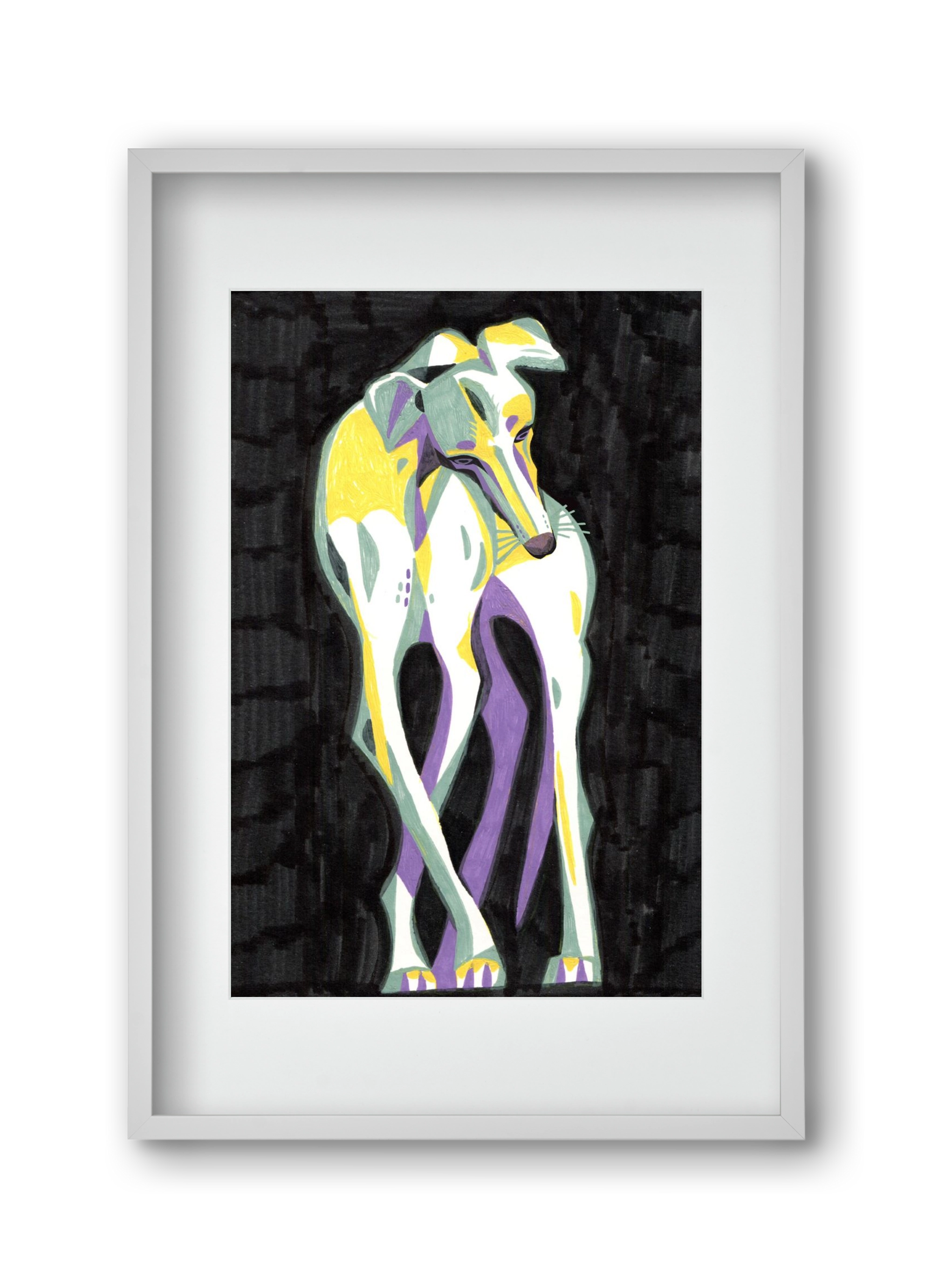 Greyhound, 30x45 cm (20x30 cm), Fehér keret, paszpartuval