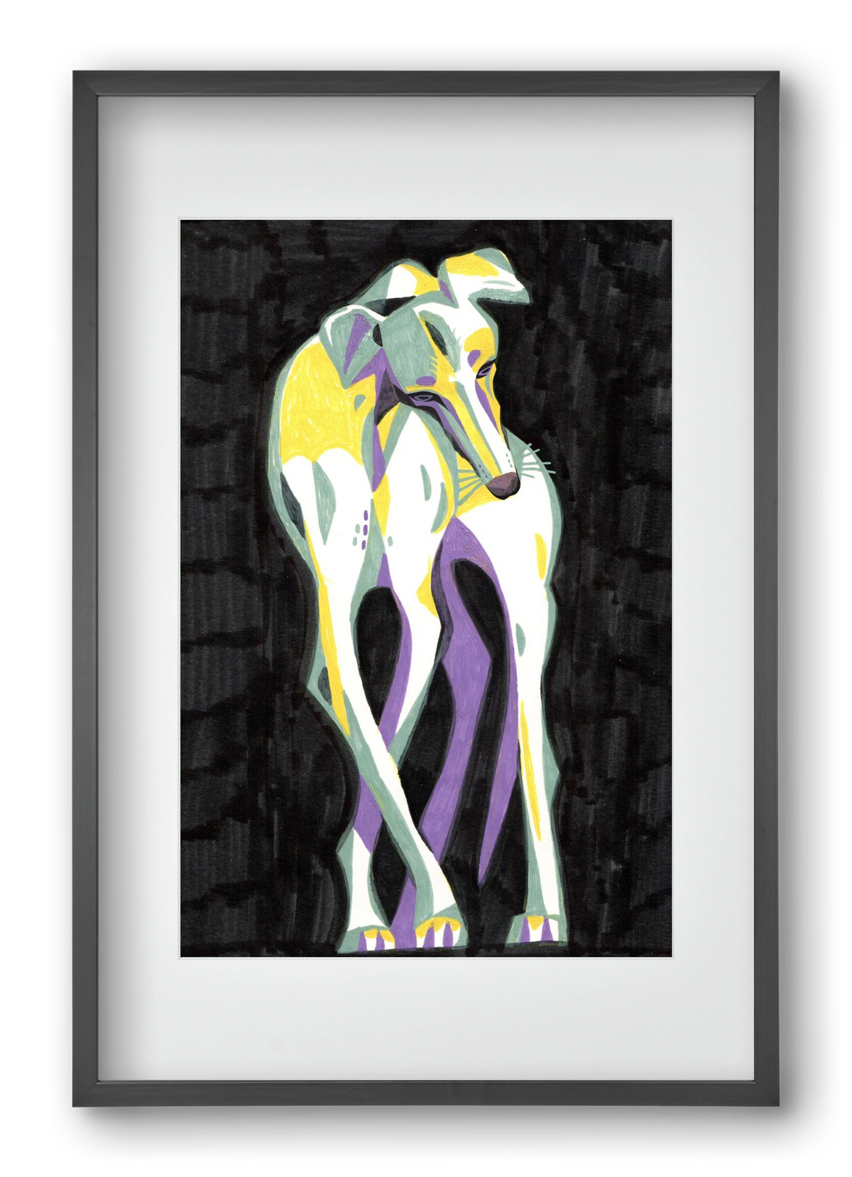 Greyhound, 40x60 cm (30x45 cm), Fekete keret, paszpartuval