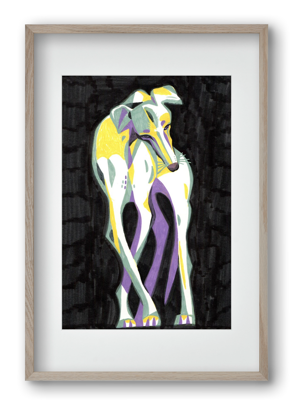 Greyhound, 40x60 cm (30x45 cm), Tölgy keret, paszpartuval