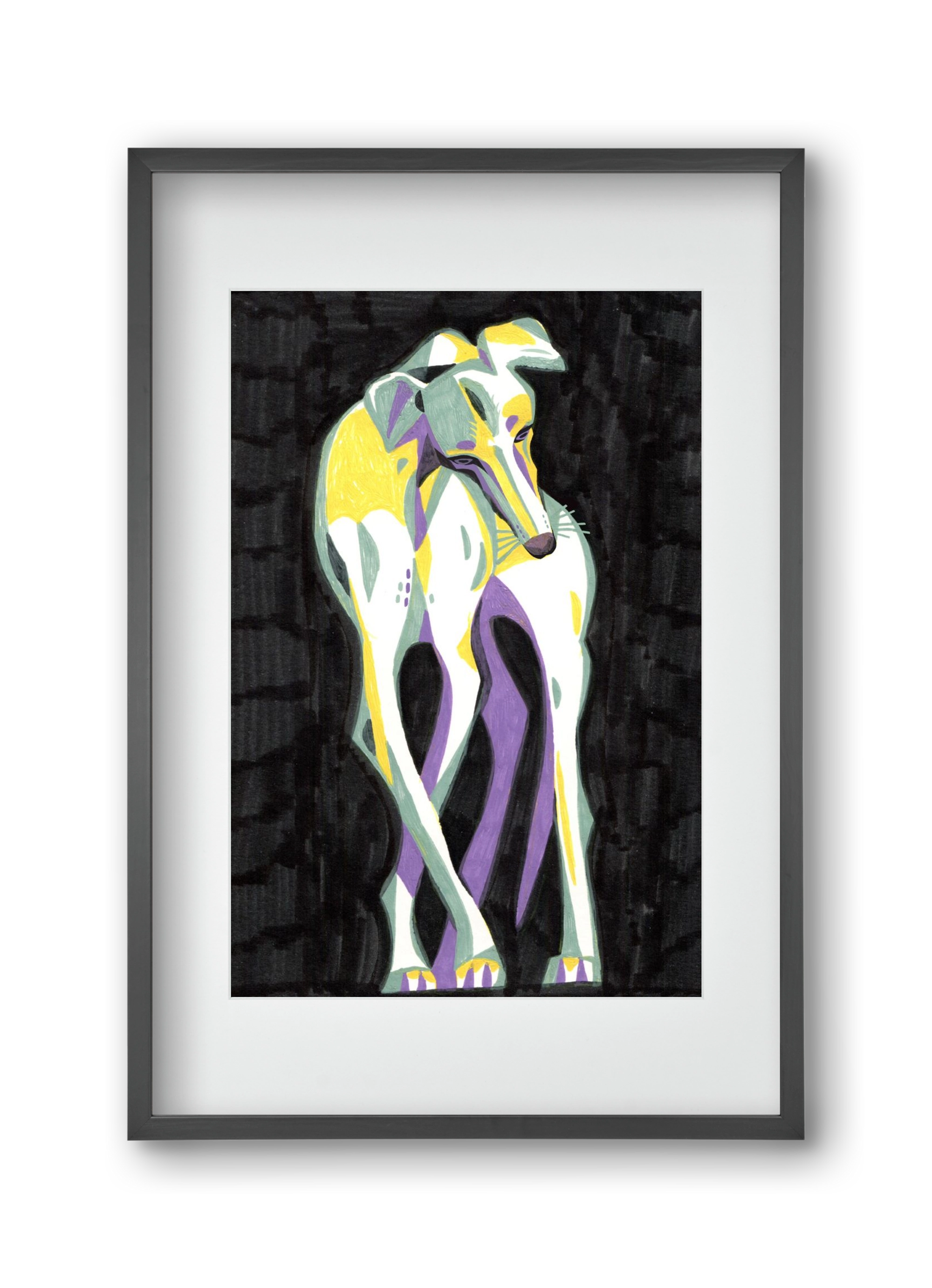 Greyhound, 30x45 cm (20x30 cm), Fekete keret, paszpartuval