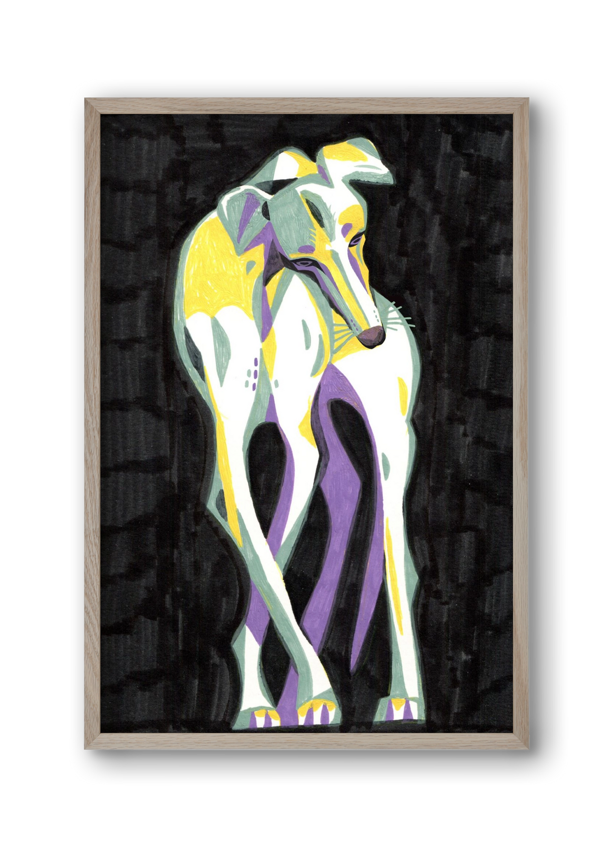 Greyhound, 30x45 cm (30x45 cm), Tölgy keret