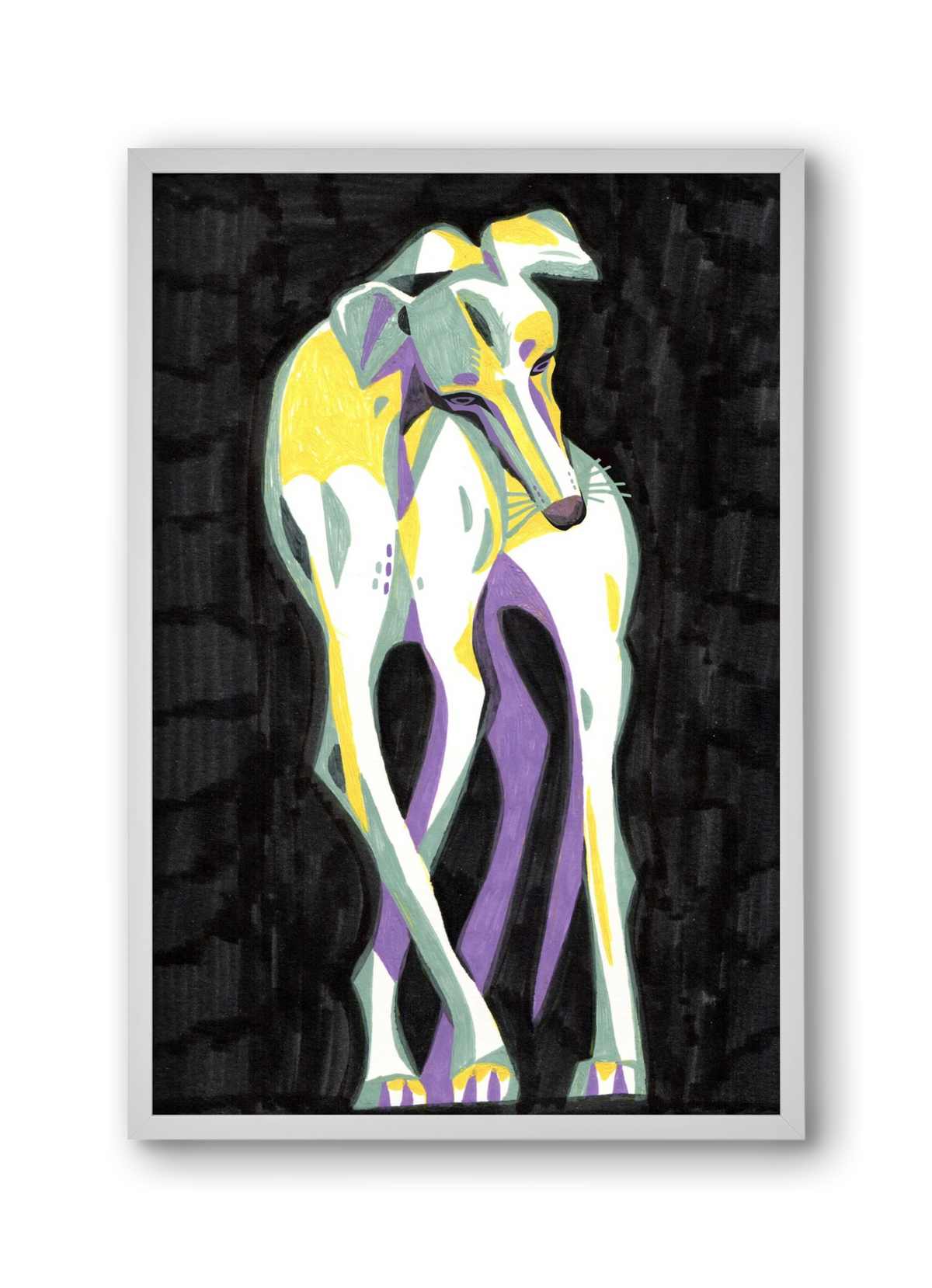Greyhound, 30x45 cm (30x45 cm), Fehér keret