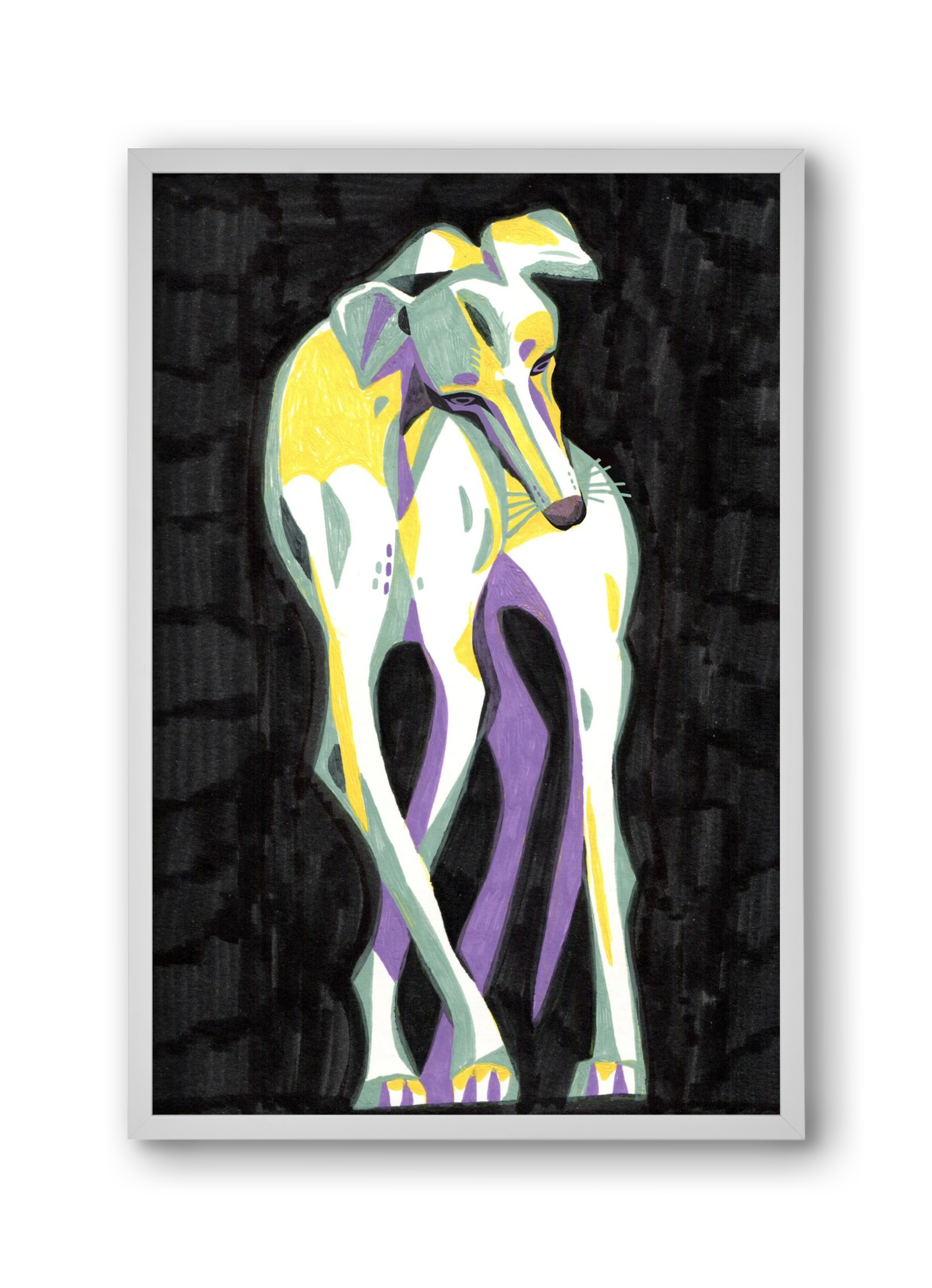 Greyhound, 30x45 cm (30x45 cm), Fehér keret