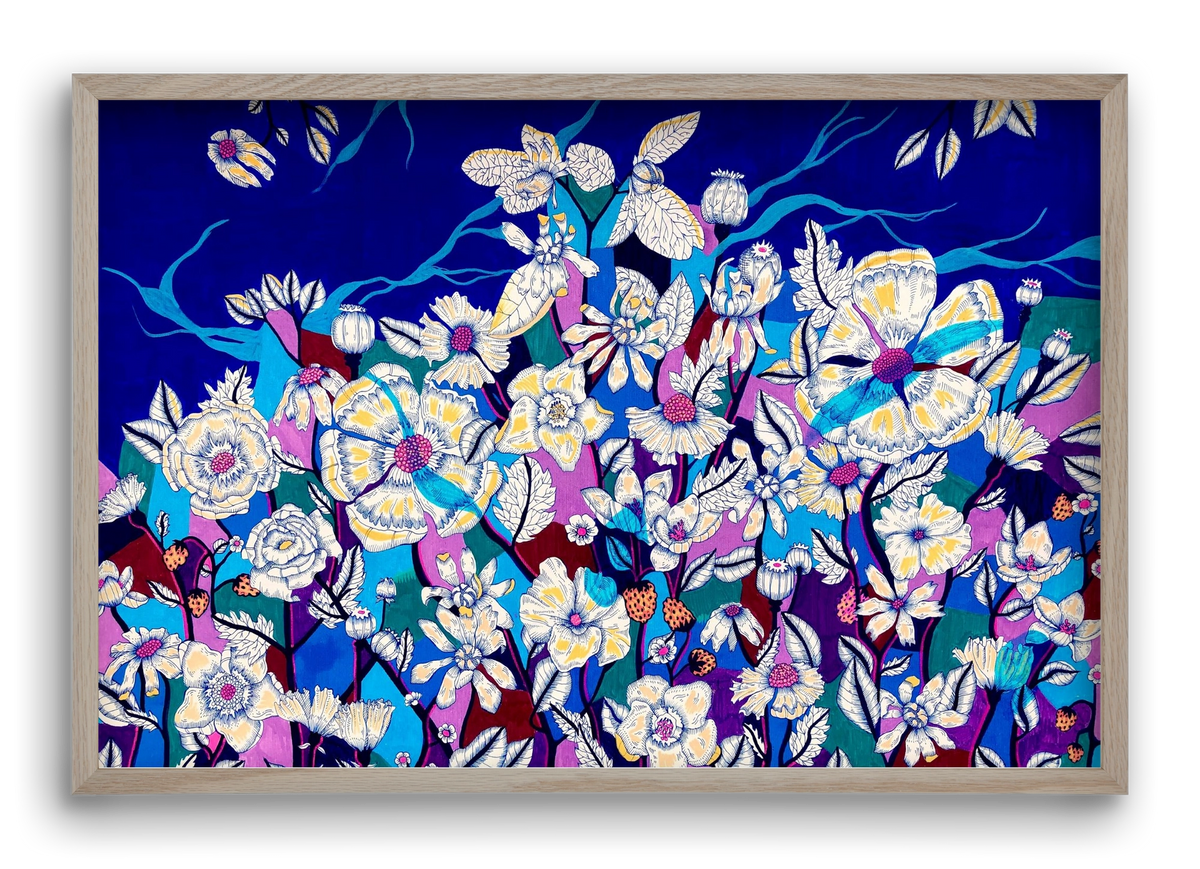 Storm on top of the poppies, 60x40 cm (60x40 cm), Tölgy keret
