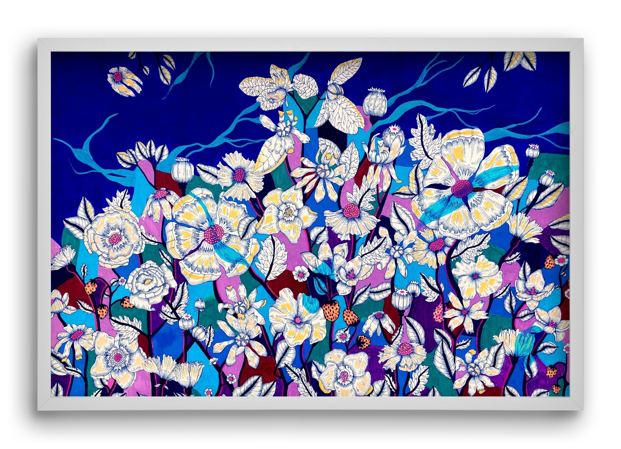 Storm on top of the poppies, 60x40 cm (60x40 cm), Fehér keret