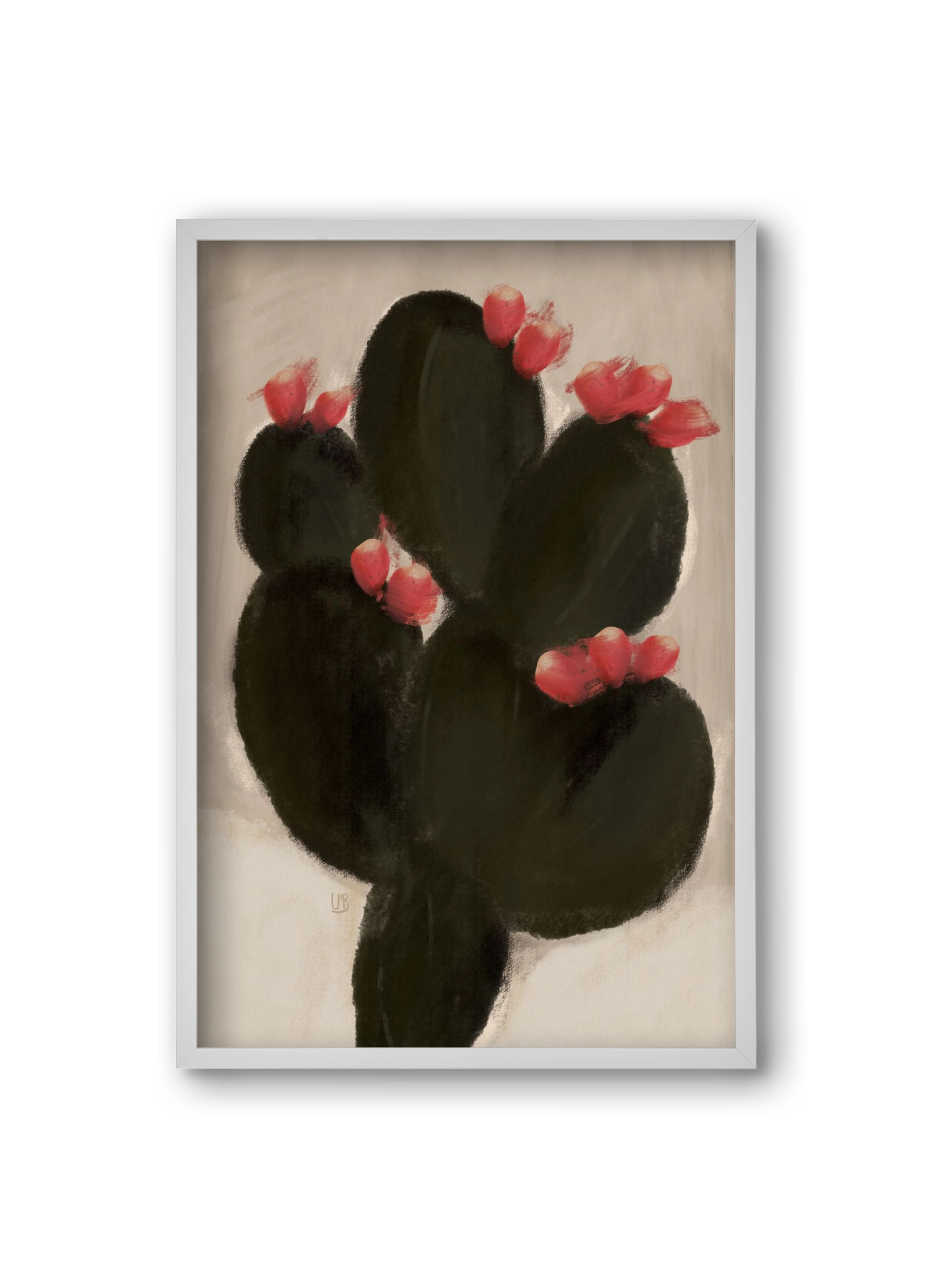 Blooming Cactus, 20x30 cm (20x30 cm), Fehér keret