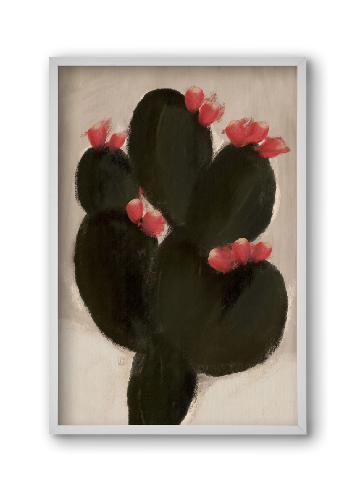 Blooming Cactus, 30x45 cm (30x45 cm), Fehér keret