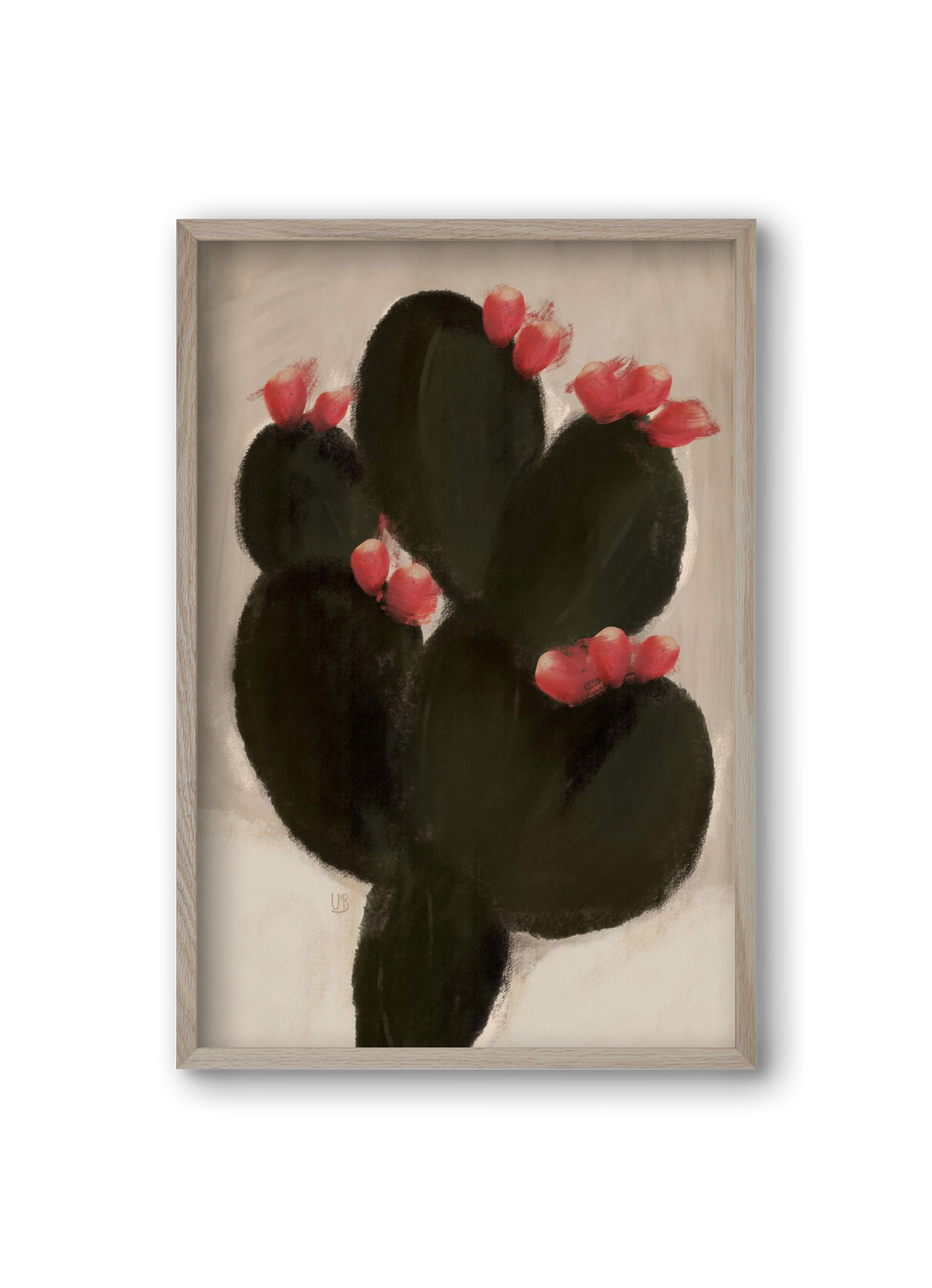 Blooming Cactus, 20x30 cm (20x30 cm), Tölgy keret