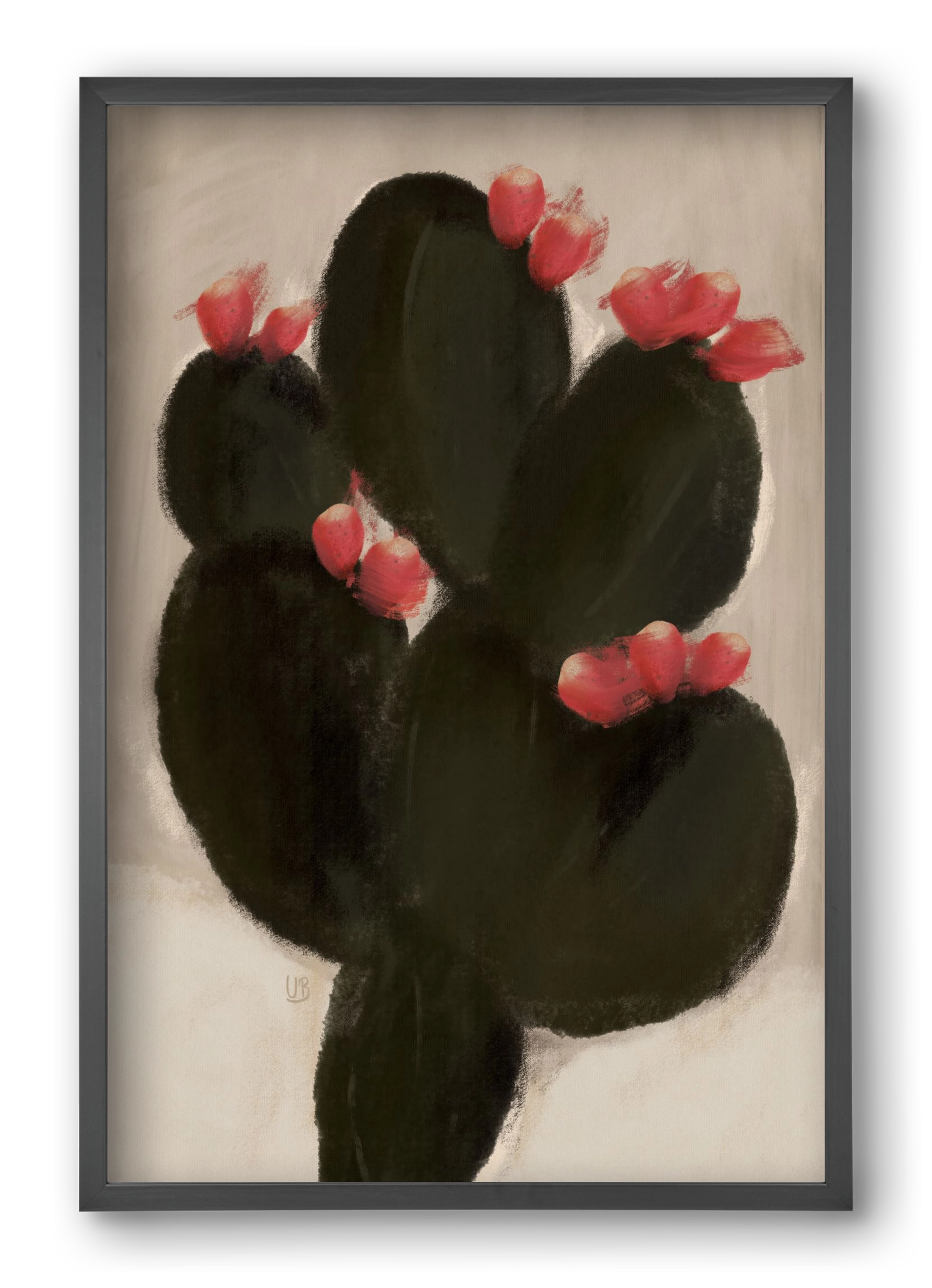 Blooming Cactus, 40x60 cm (40x60 cm), Fekete keret