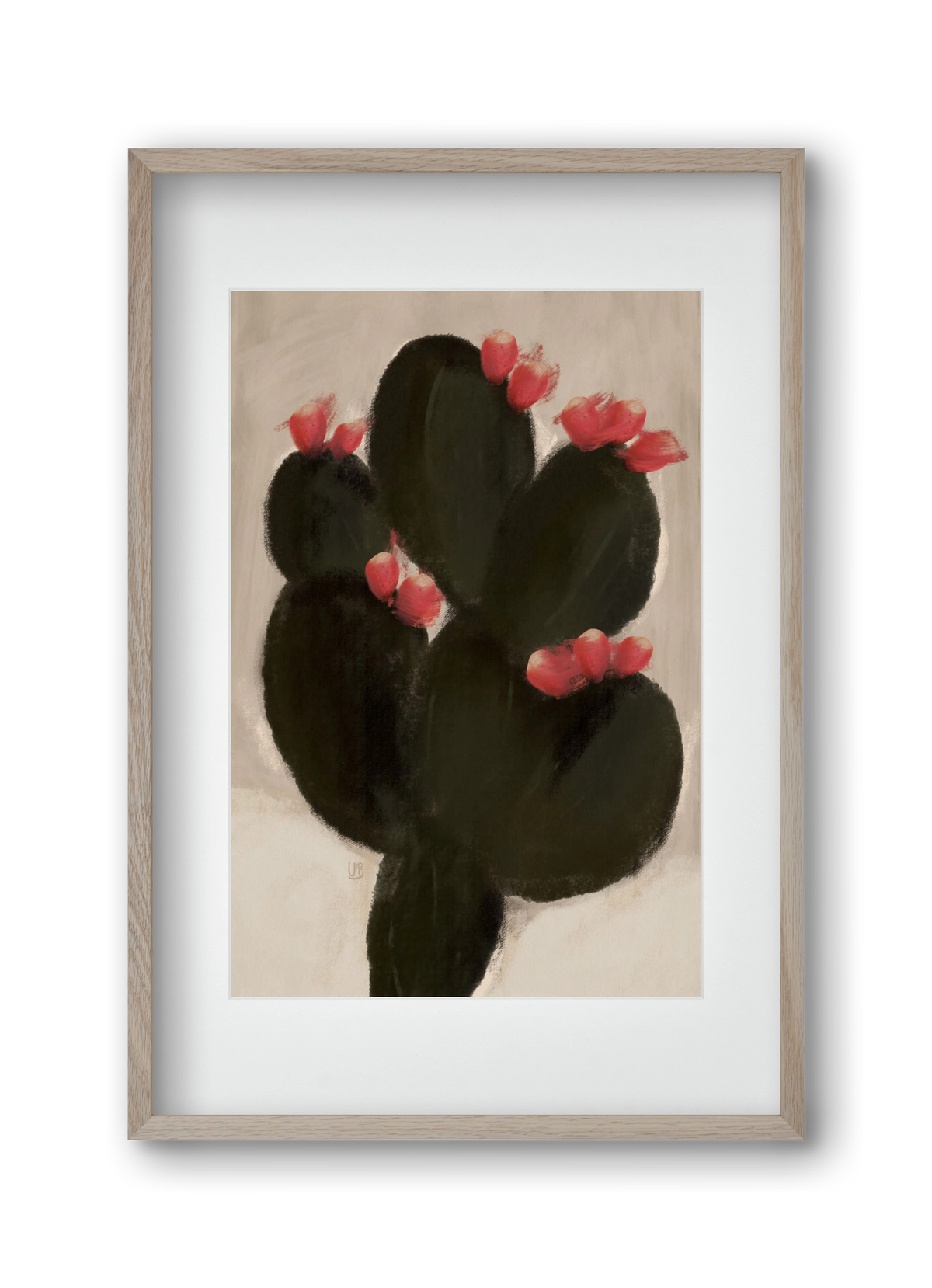 Blooming Cactus, 30x45 cm (20x30 cm), Tölgy keret, paszpartuval