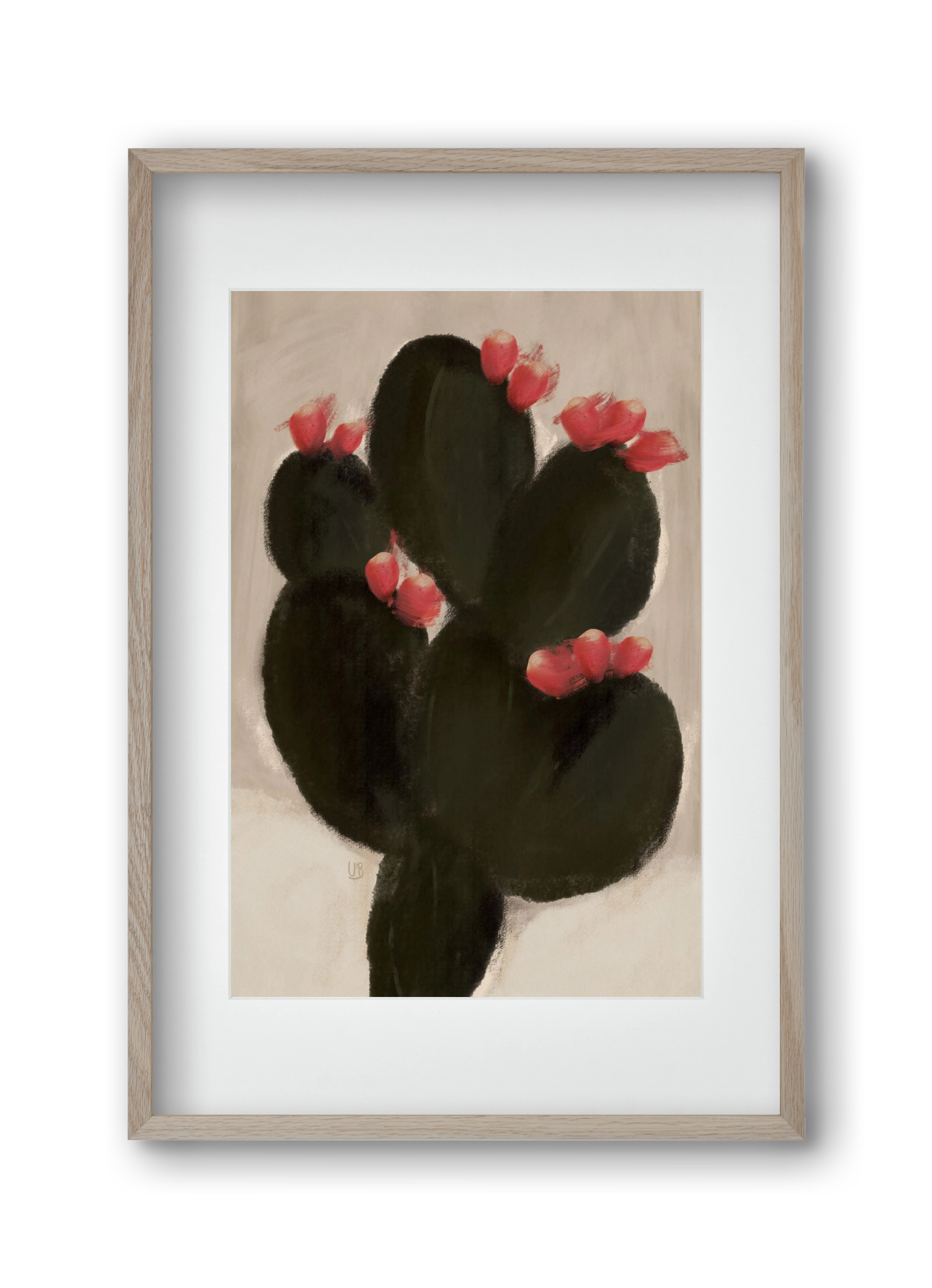 Blooming Cactus, 30x45 cm (20x30 cm), Tölgy keret, paszpartuval