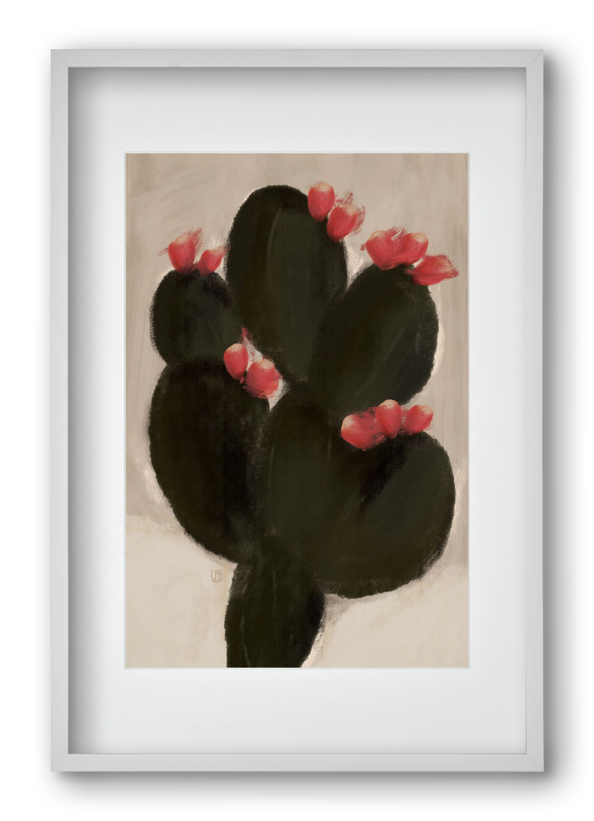 Blooming Cactus, 40x60 cm (30x45 cm), Fehér keret, paszpartuval