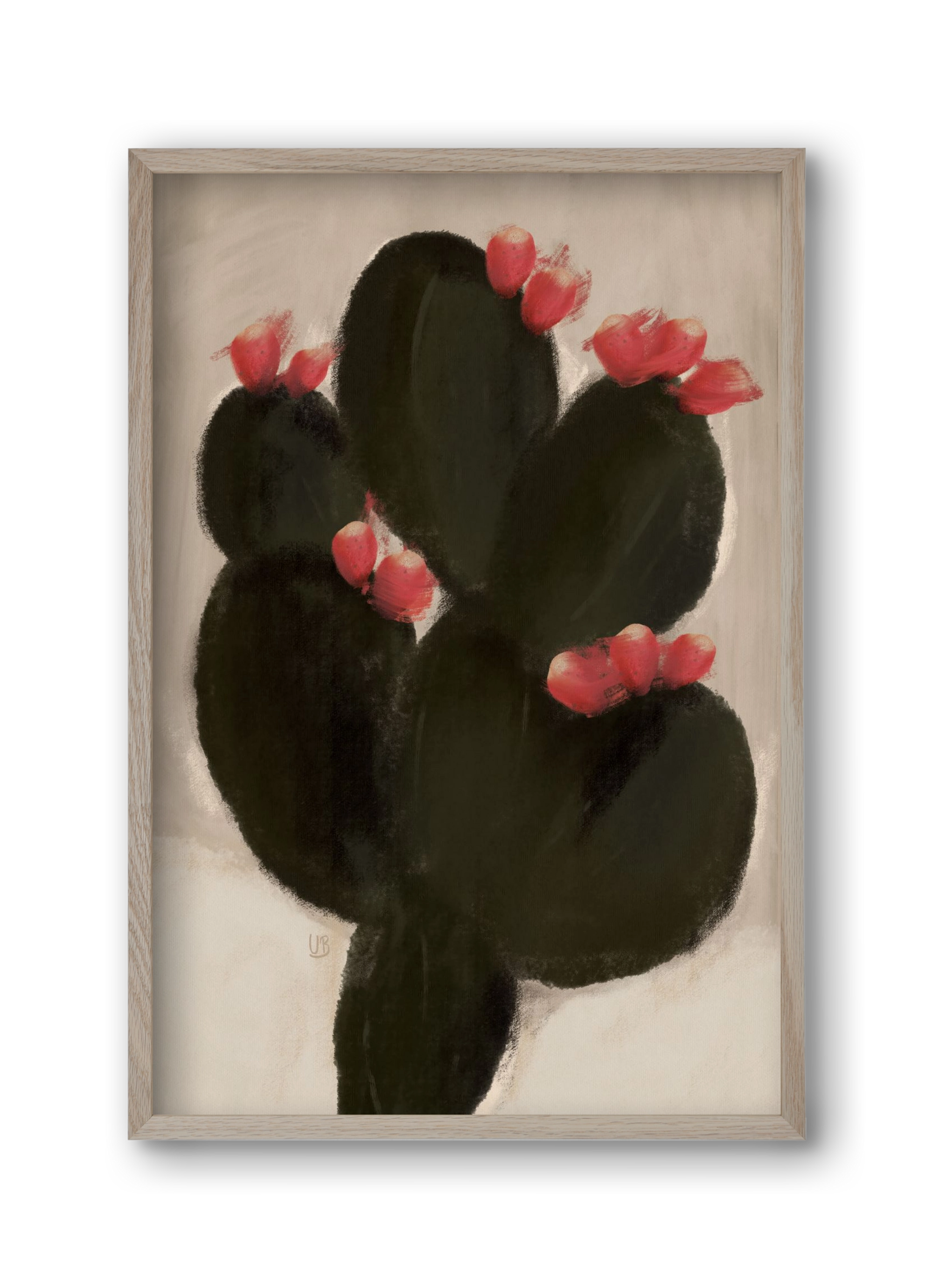 Blooming Cactus, 30x45 cm (30x45 cm), Tölgy keret