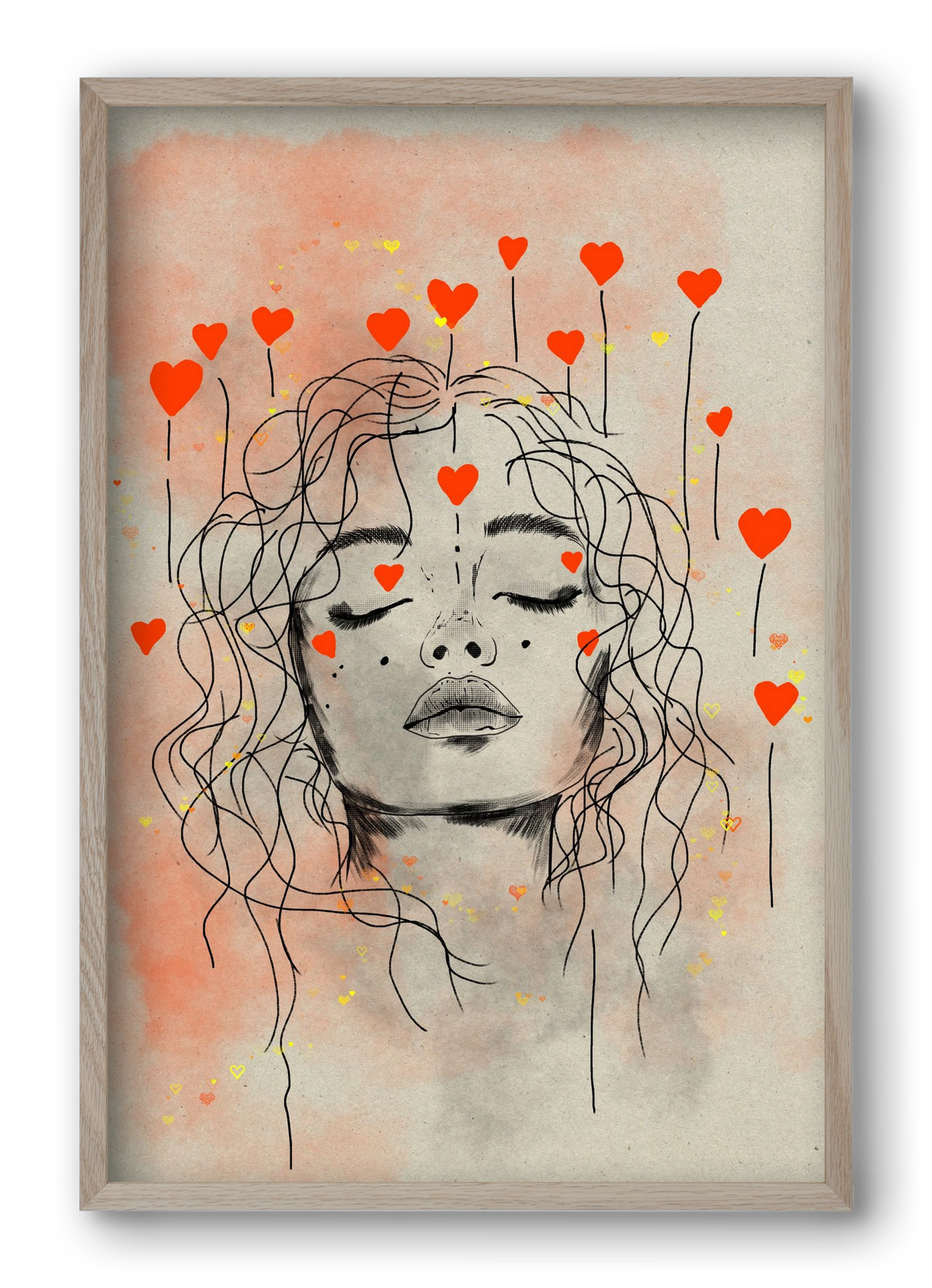 Hearts in Bloom, 40x60 cm (40x60 cm), Tölgy keret