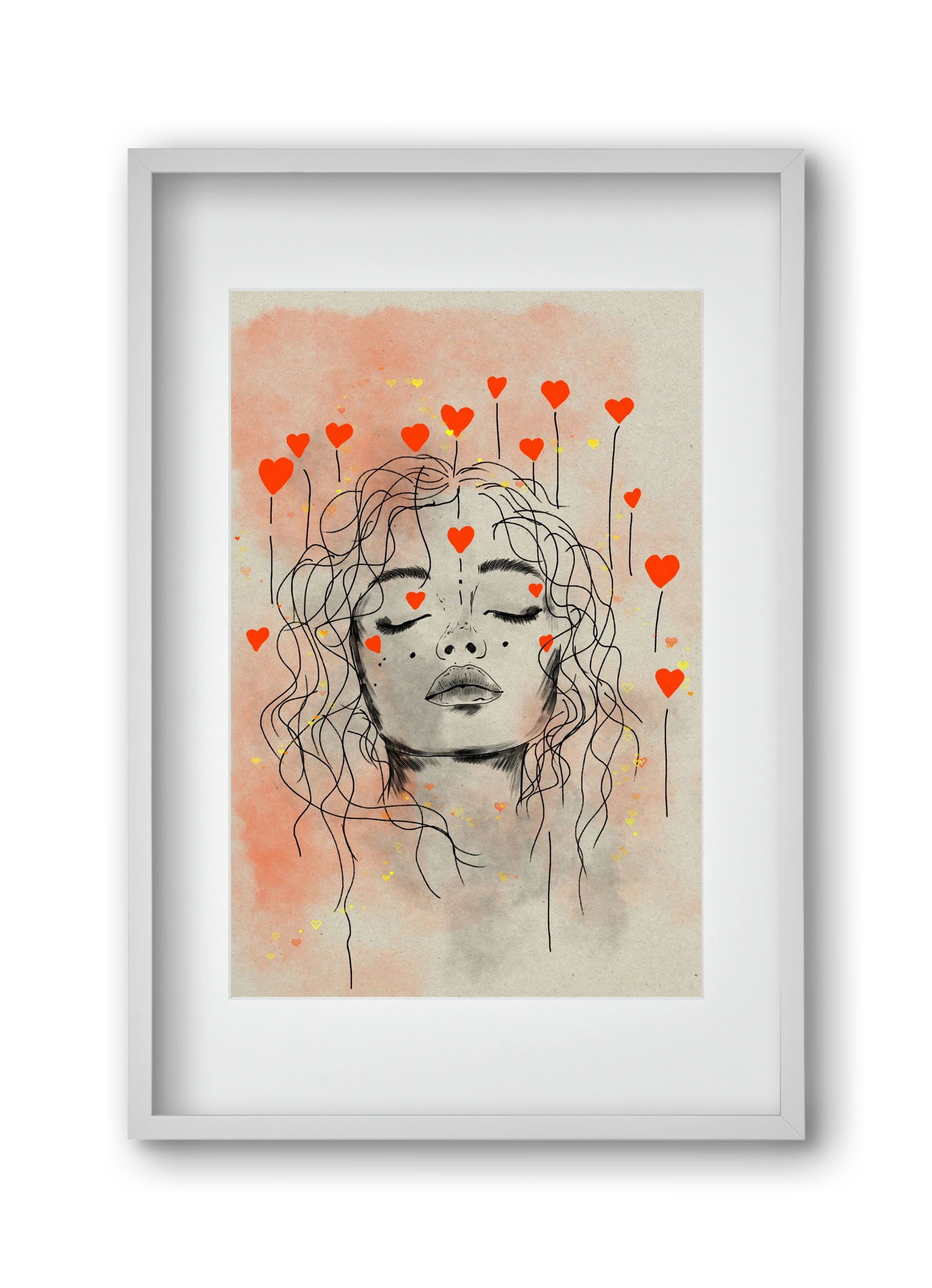Hearts in Bloom, 30x45 cm (20x30 cm), Fehér keret, paszpartuval