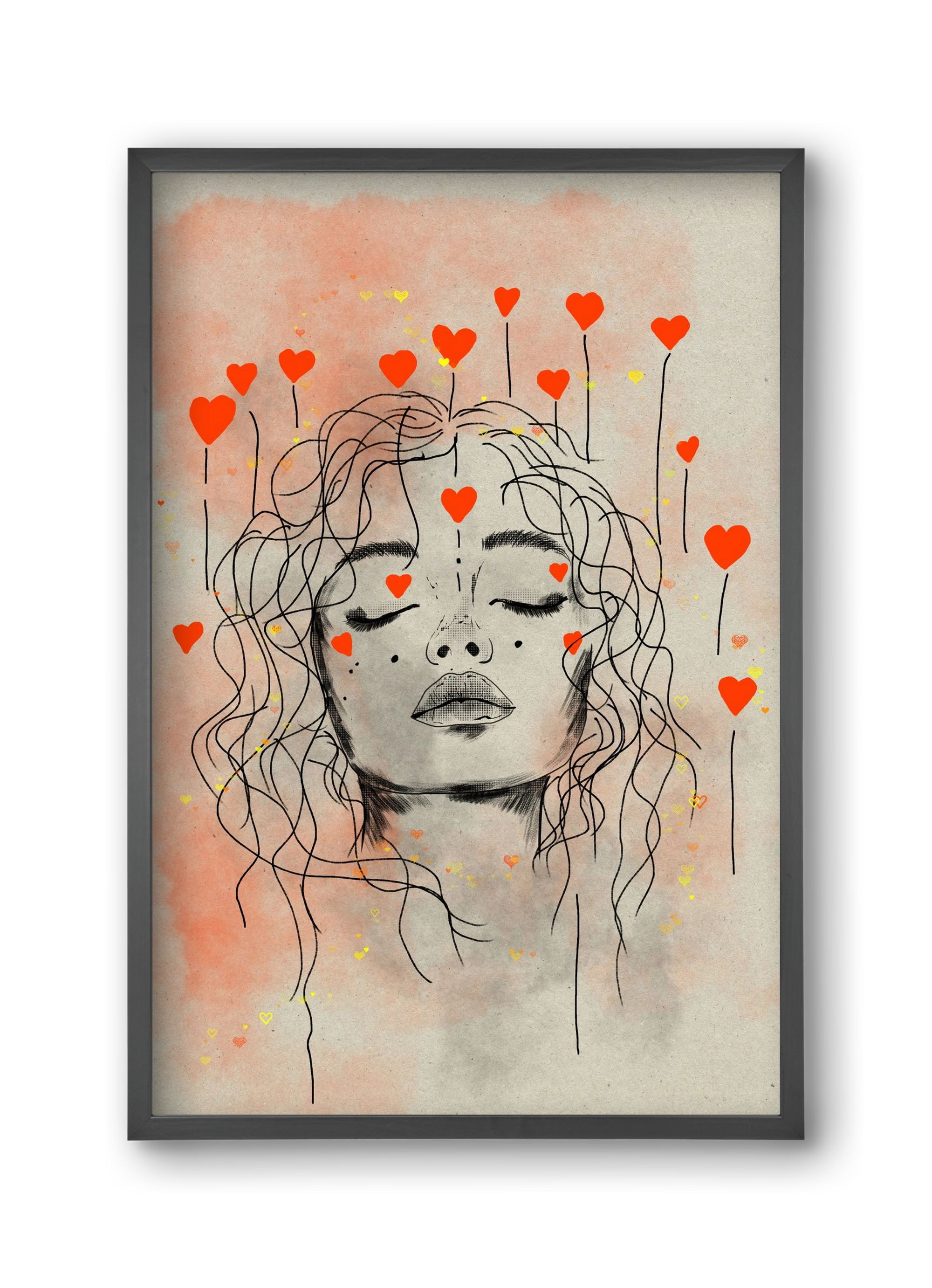 Hearts in Bloom, 30x45 cm (30x45 cm), Fekete keret