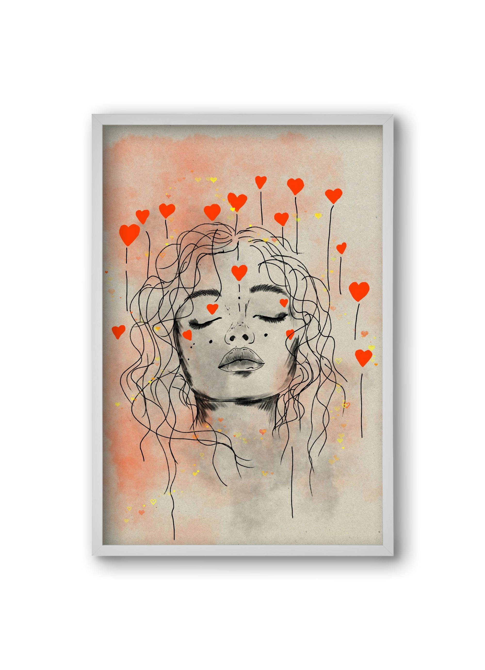 Hearts in Bloom, 20x30 cm (20x30 cm), Fehér keret