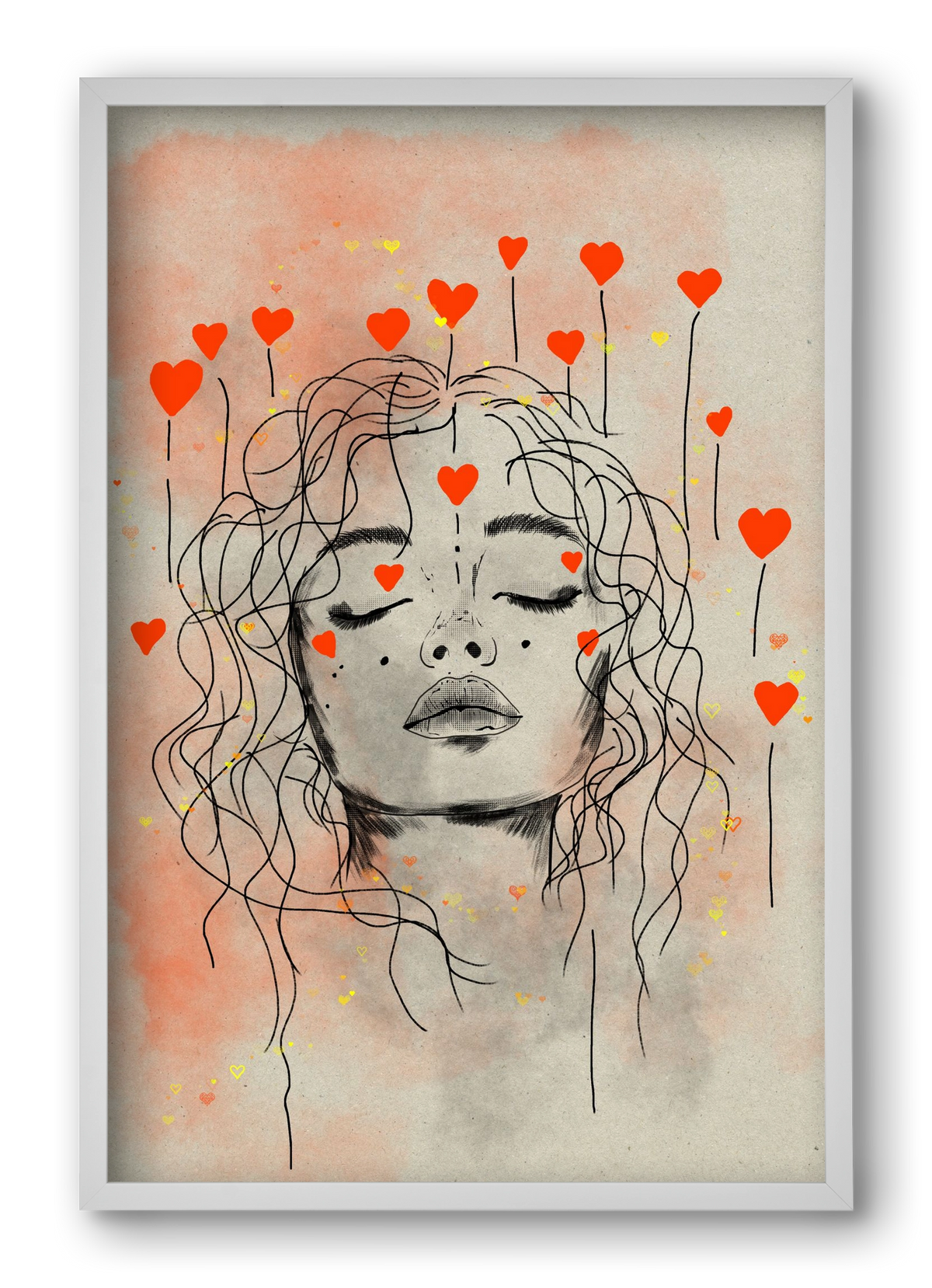 Hearts in Bloom, 40x60 cm (40x60 cm), Fehér keret
