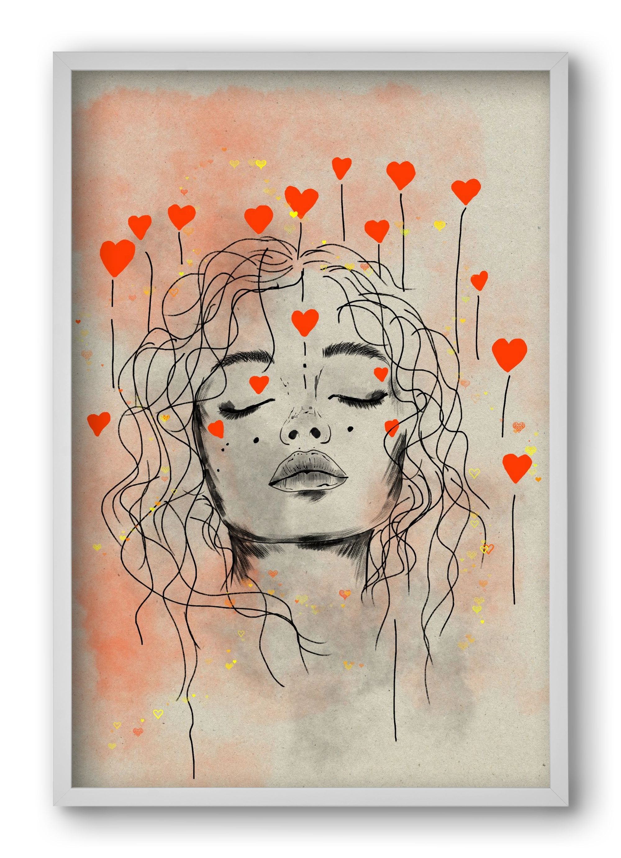 Hearts in Bloom, 40x60 cm (40x60 cm), Fehér keret