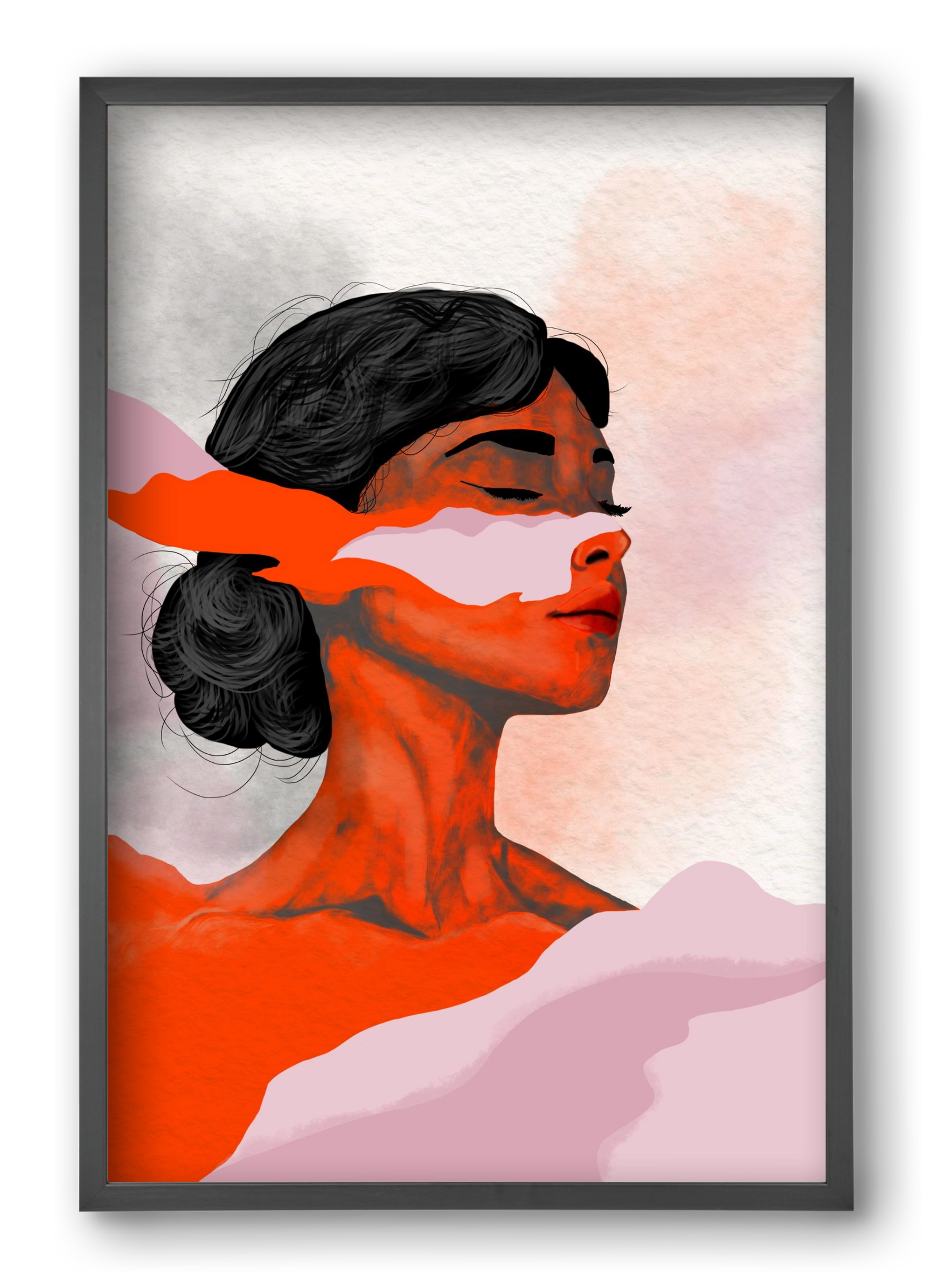 Red Wave, 40x60 cm (40x60 cm), Fekete keret