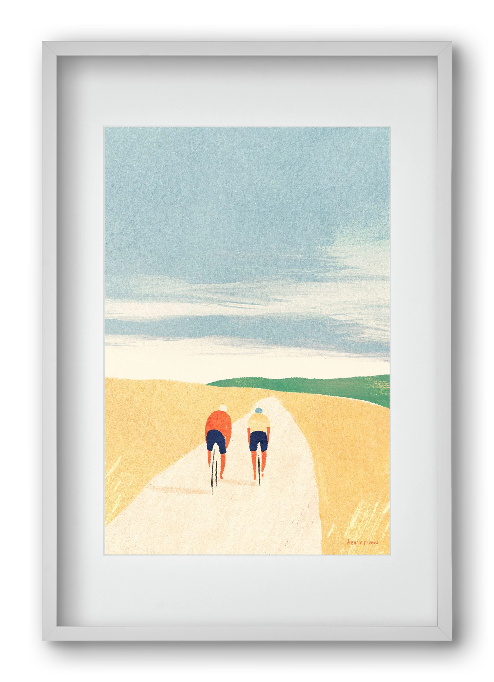 Cycle Buddies, 40x60 cm (30x45 cm), Fehér keret, paszpartuval