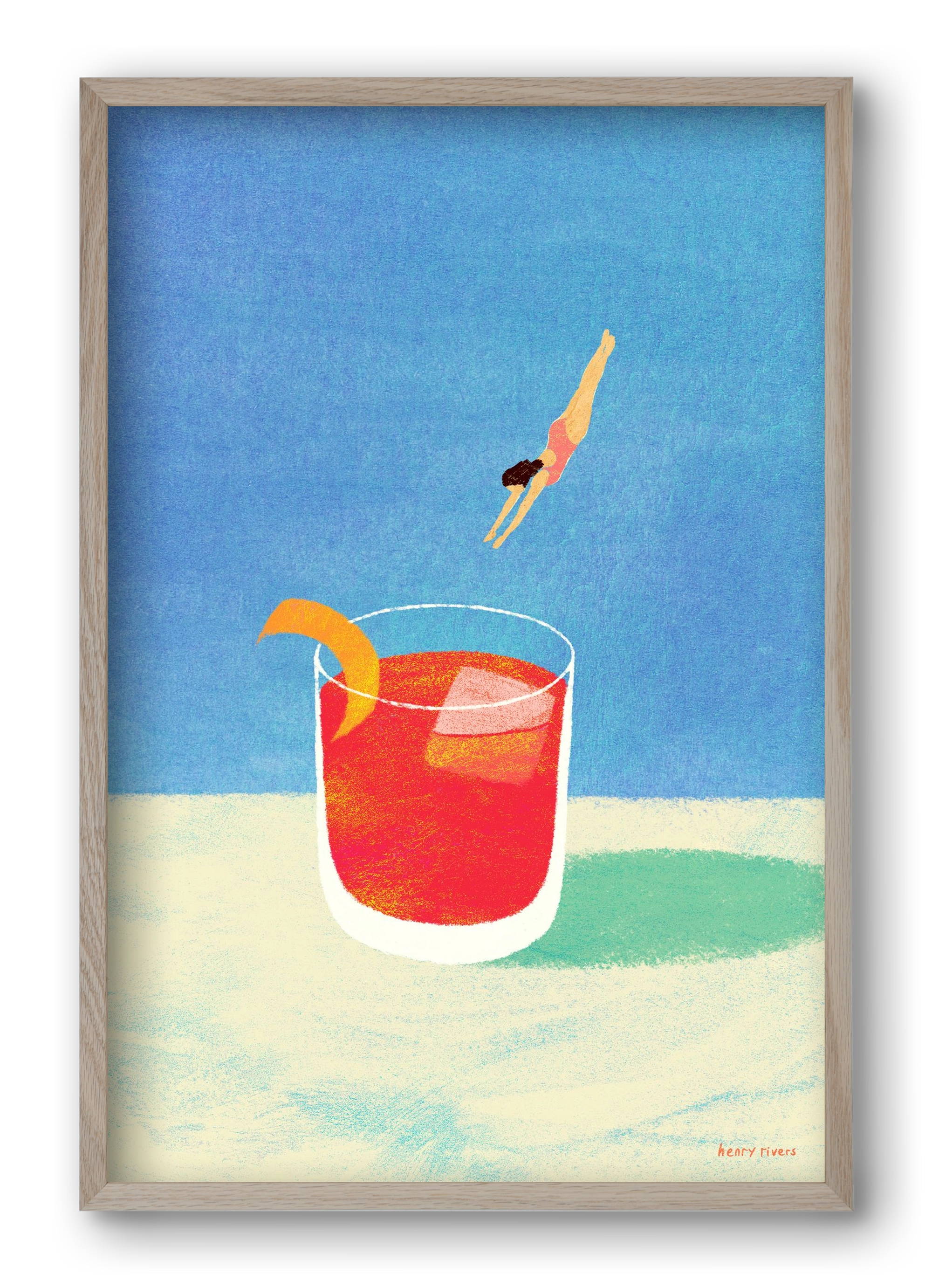 Negroni Please, 40x60 cm (40x60 cm), Tölgy keret