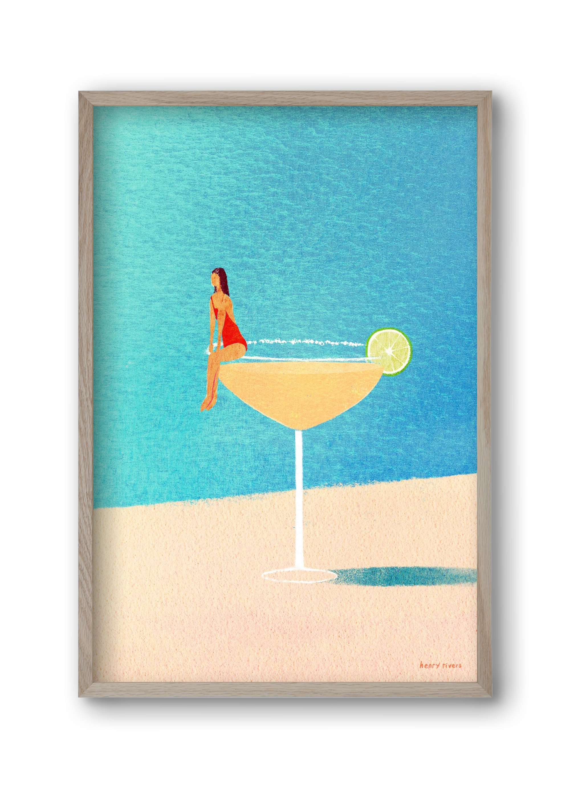 Poolside Margarita, 30x45 cm (30x45 cm), Tölgy keret