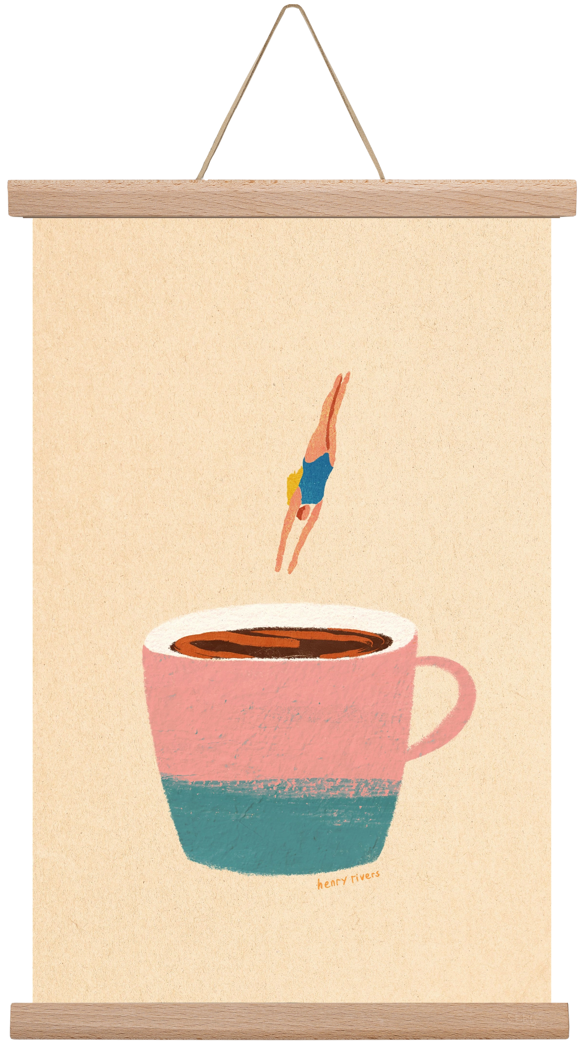 Hello Coffee, 30x45 cm (30x45 cm), Tölgy akasztó