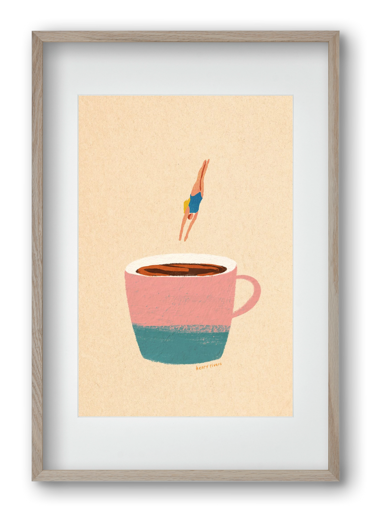Hello Coffee, 40x60 cm (30x45 cm), Tölgy keret, paszpartuval