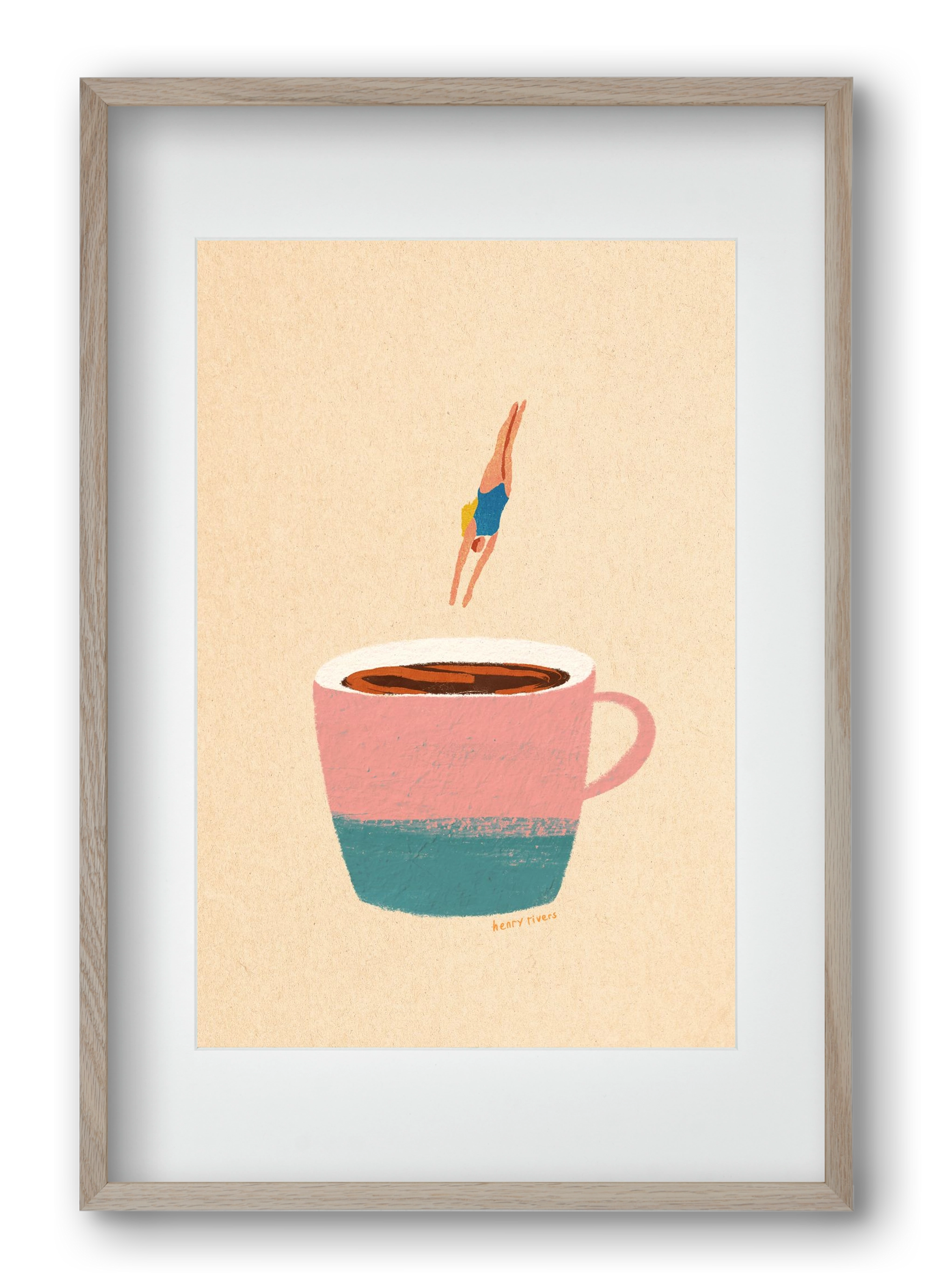 Hello Coffee, 40x60 cm (30x45 cm), Tölgy keret, paszpartuval
