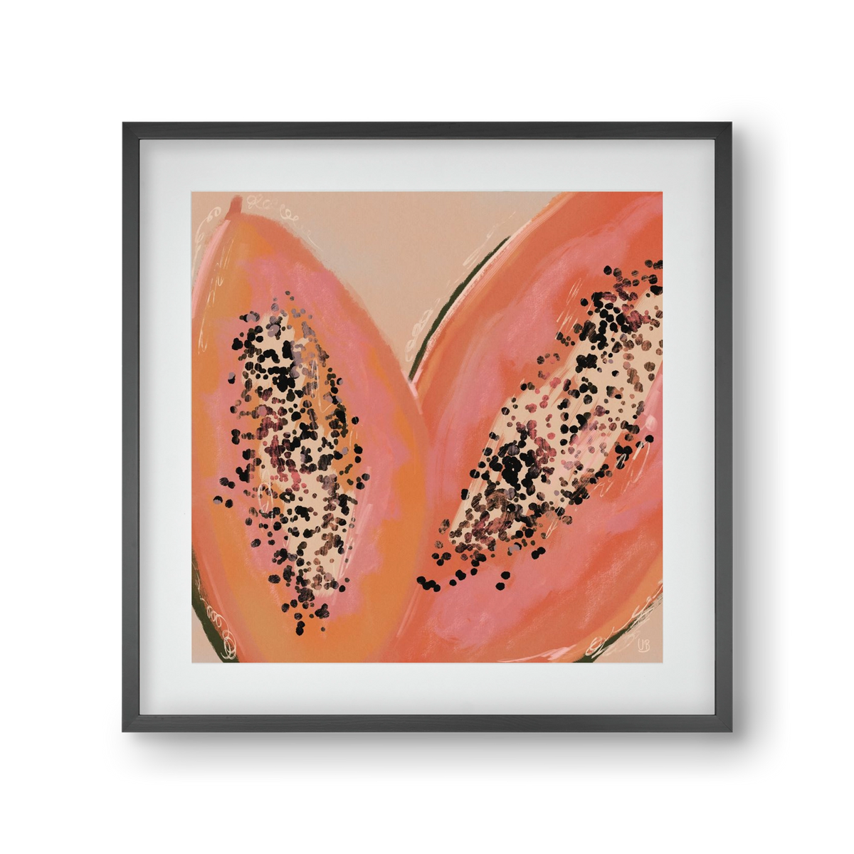 Pink Papaya, 30x30 cm (20x20 cm), Fekete keret, paszpartuval