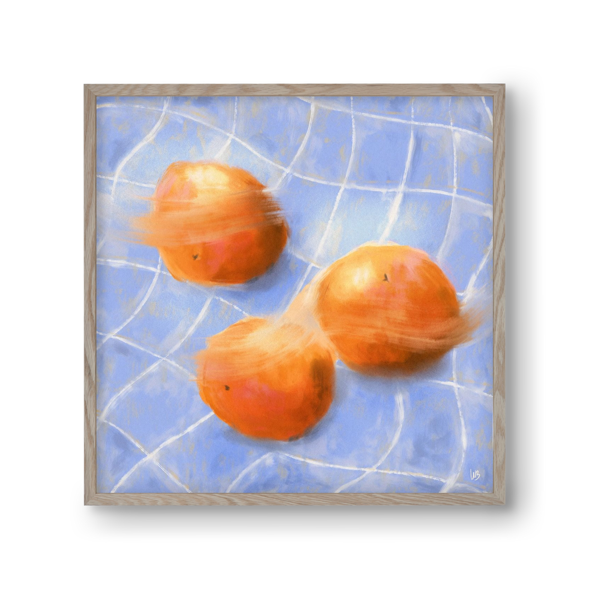 Orange Trio, 30x30 cm (30x30 cm), Tölgy keret