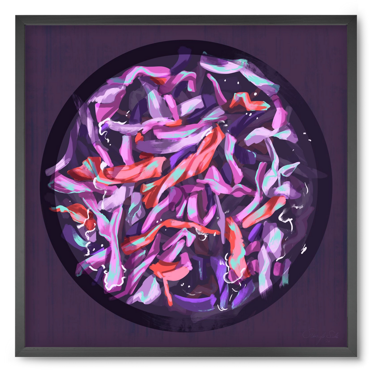 Teakör, 50x50 cm (50x50 cm), Fekete keret