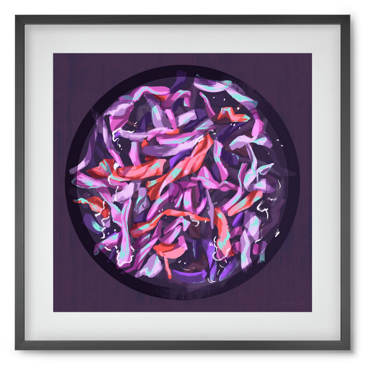Teakör, 50x50 cm (40x40 cm), Fekete keret, paszpartuval