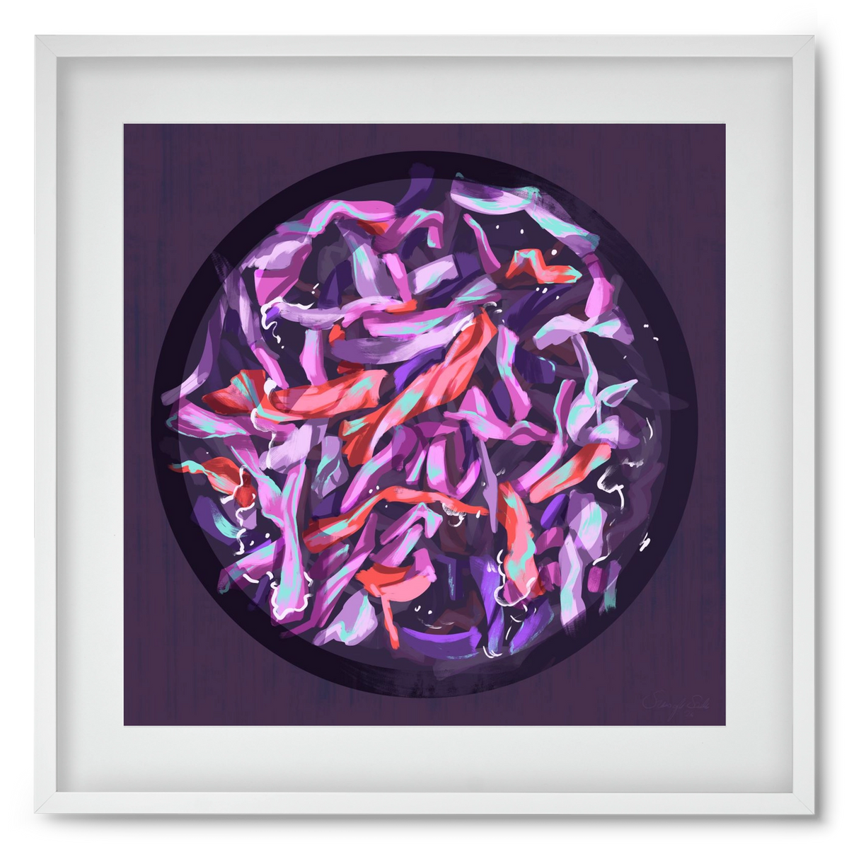 Teakör, 50x50 cm (40x40 cm), Fehér keret, paszpartuval