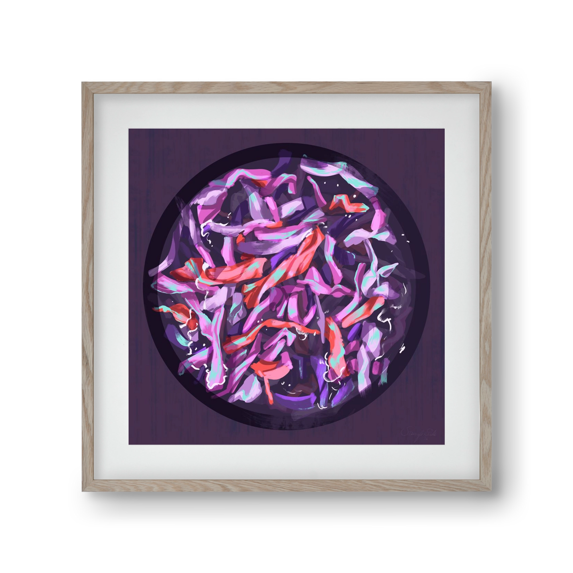 Teakör, 30x30 cm (20x20 cm), Tölgy keret, paszpartuval