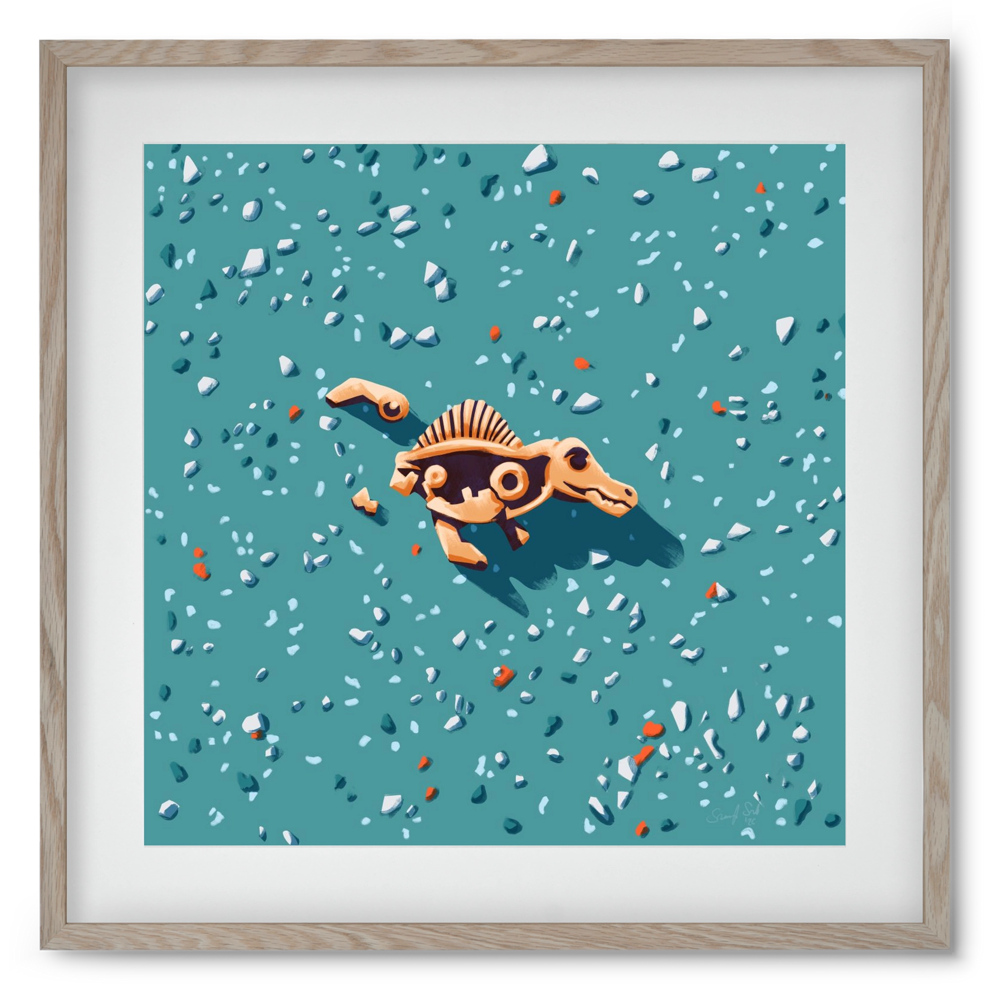 Lelet, 50x50 cm (40x40 cm), Tölgy keret, paszpartuval